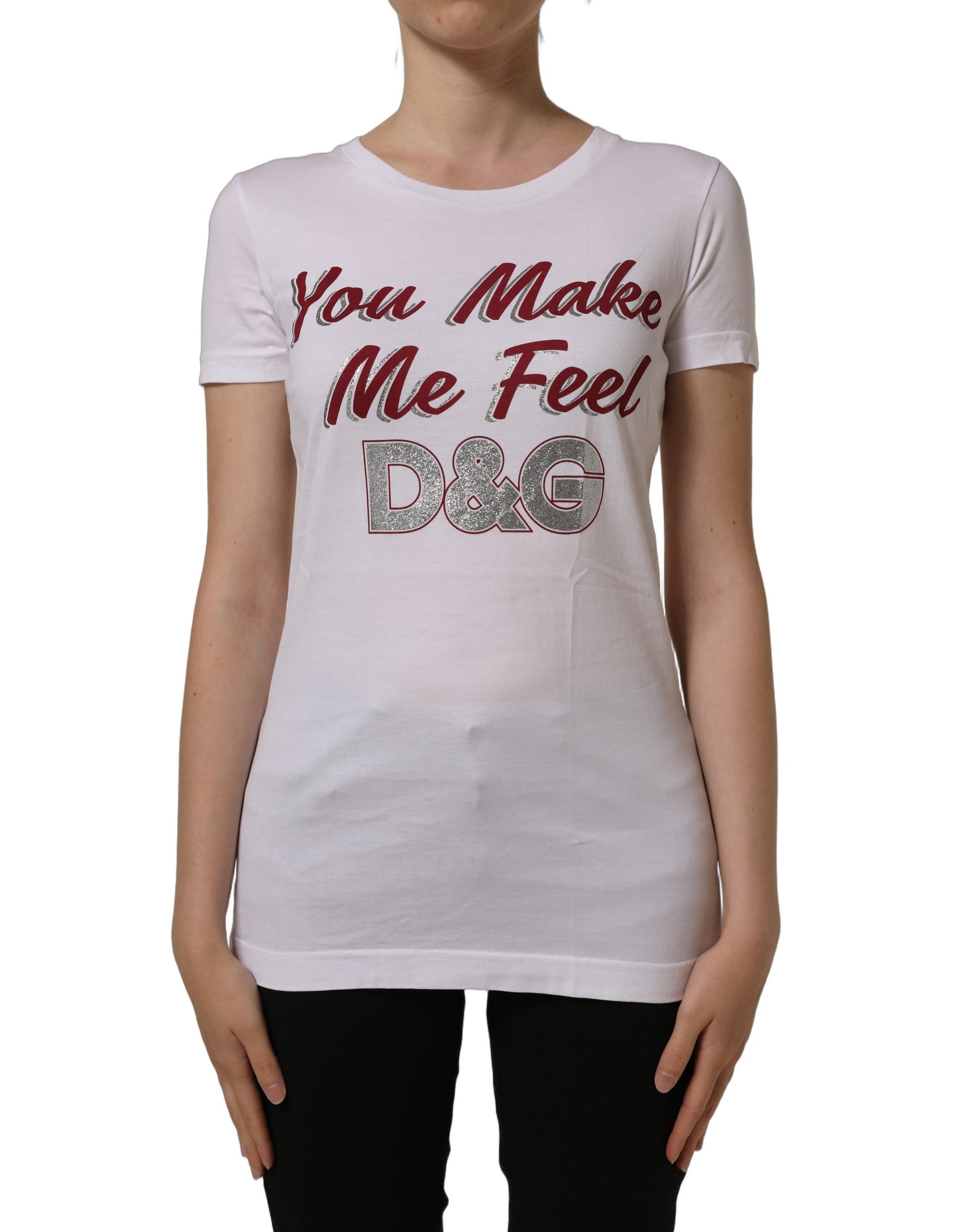 White Graphic Print Cotton Crew Neck T-shirt