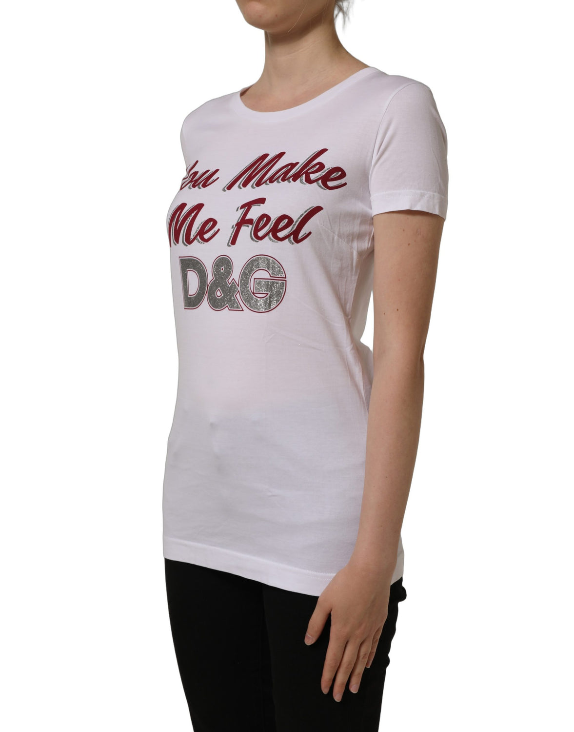White Graphic Print Cotton Crew Neck T-shirt