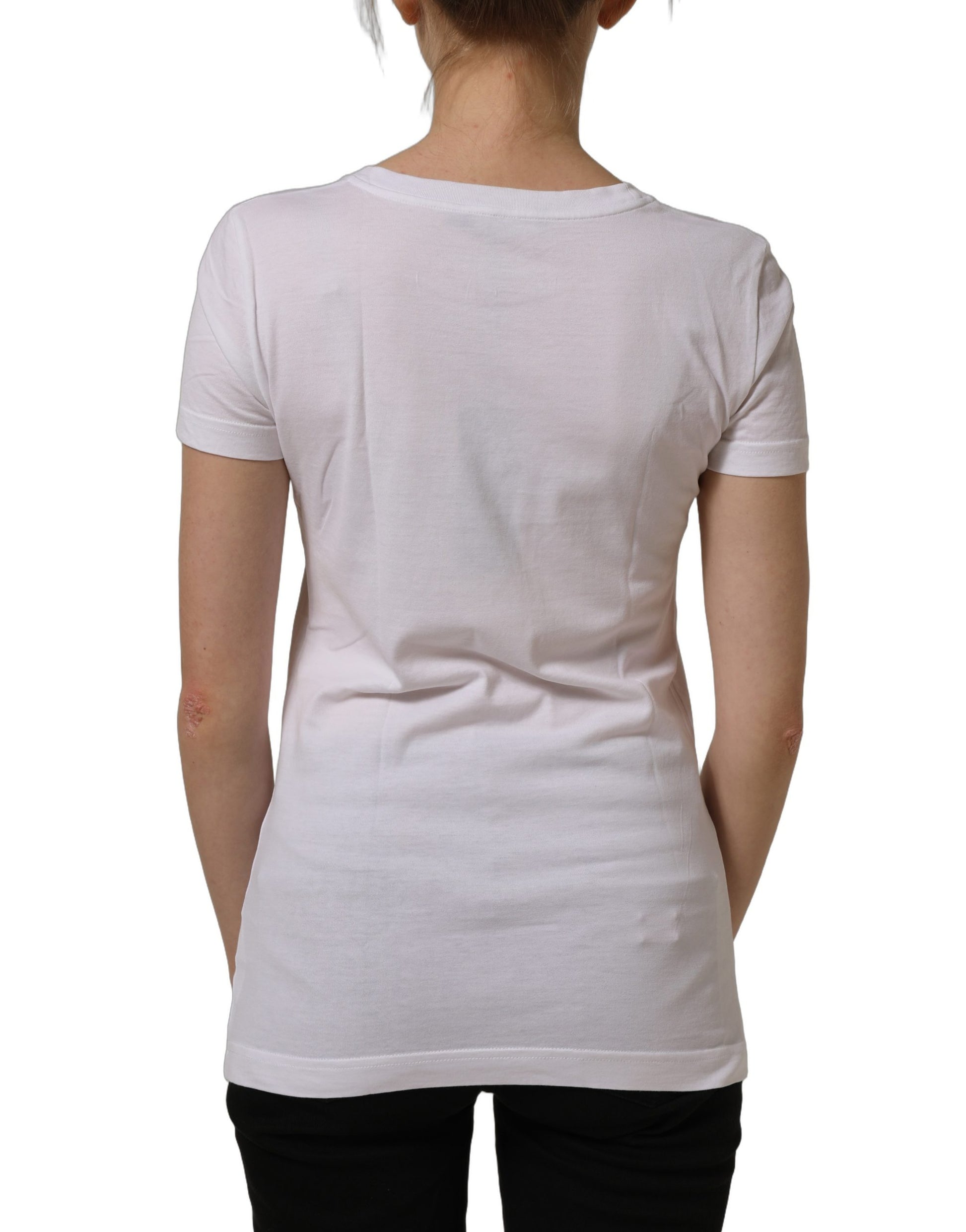 White Graphic Print Cotton Crew Neck T-shirt