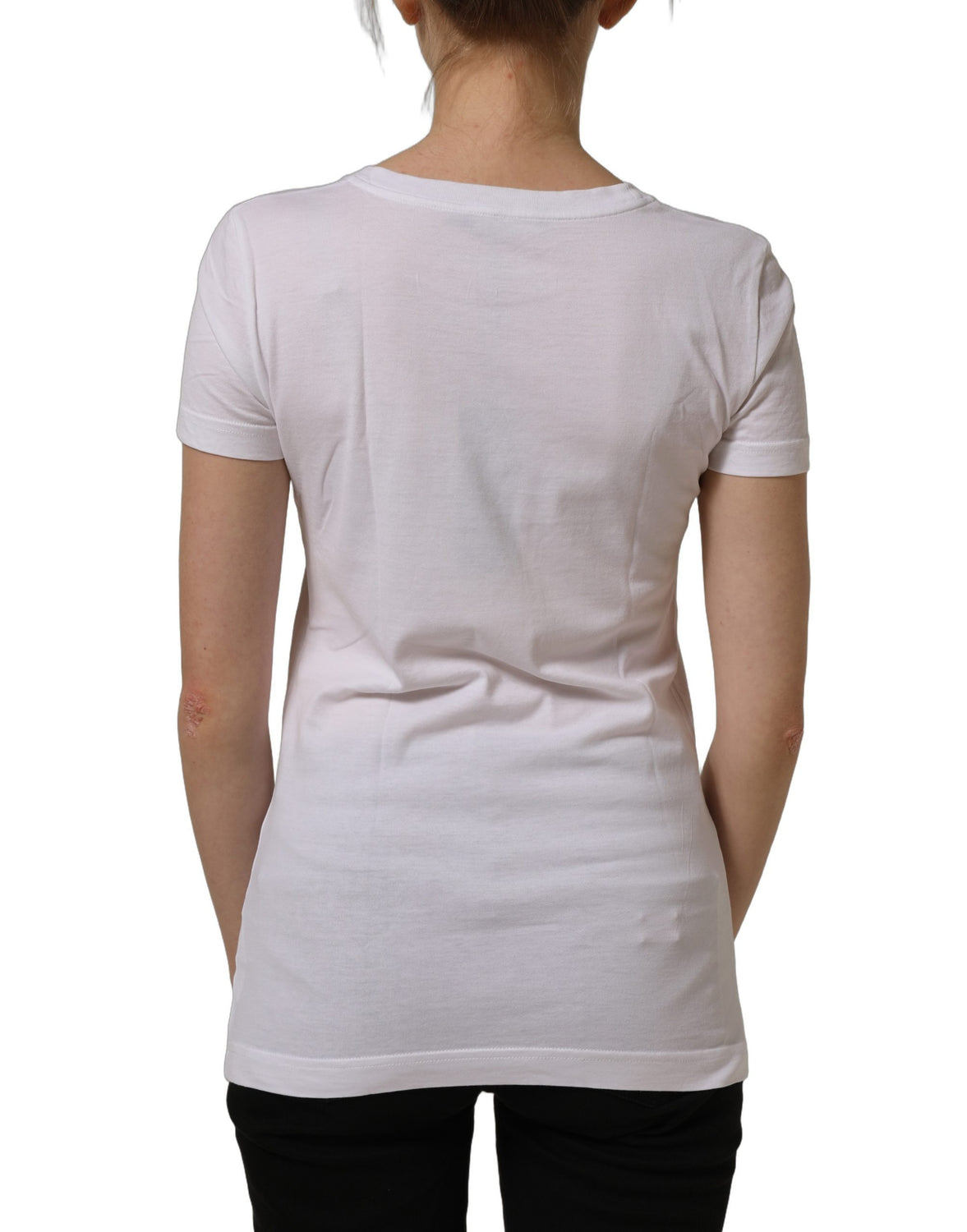 White Graphic Print Cotton Crew Neck T-shirt