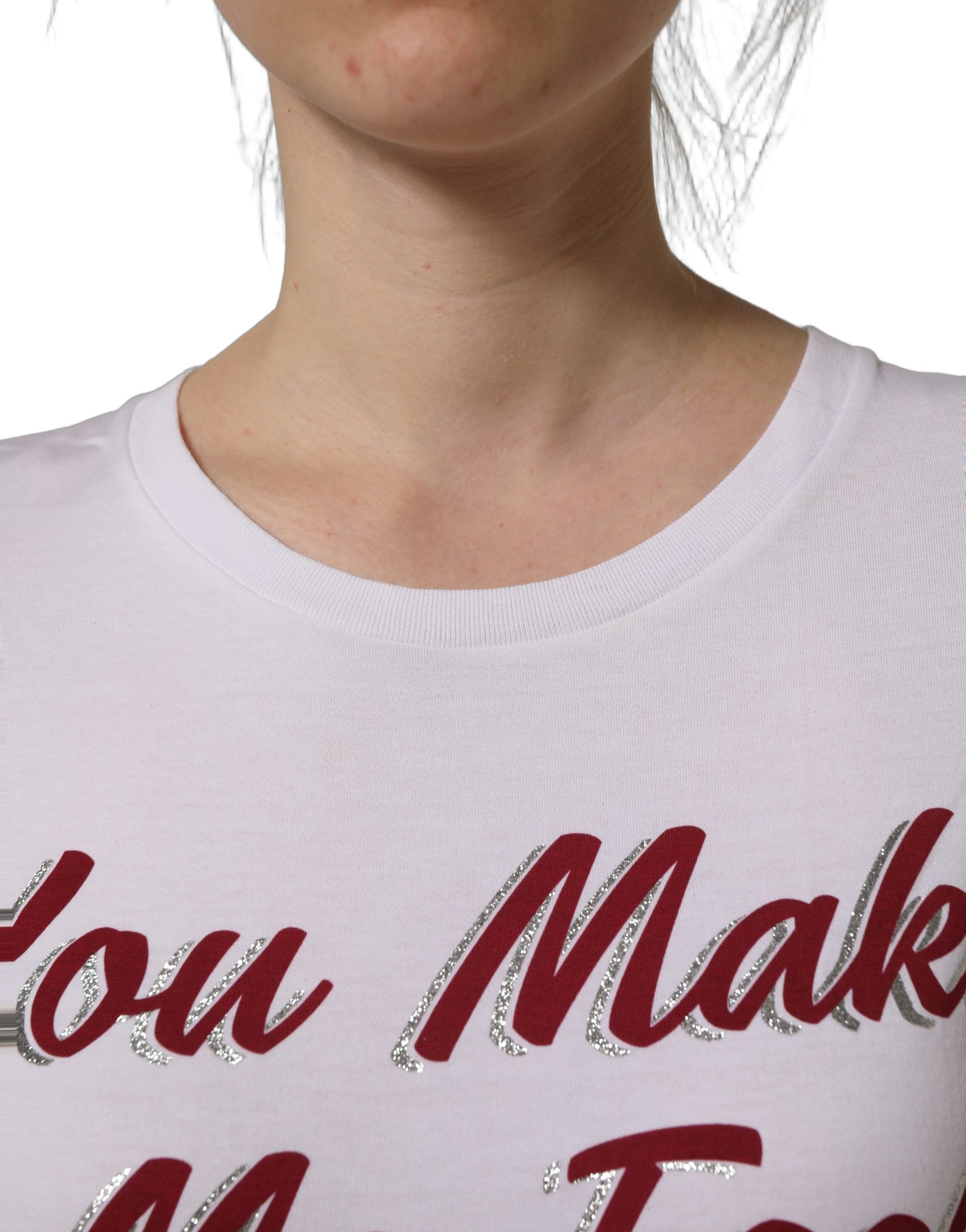 White Graphic Print Cotton Crew Neck T-shirt