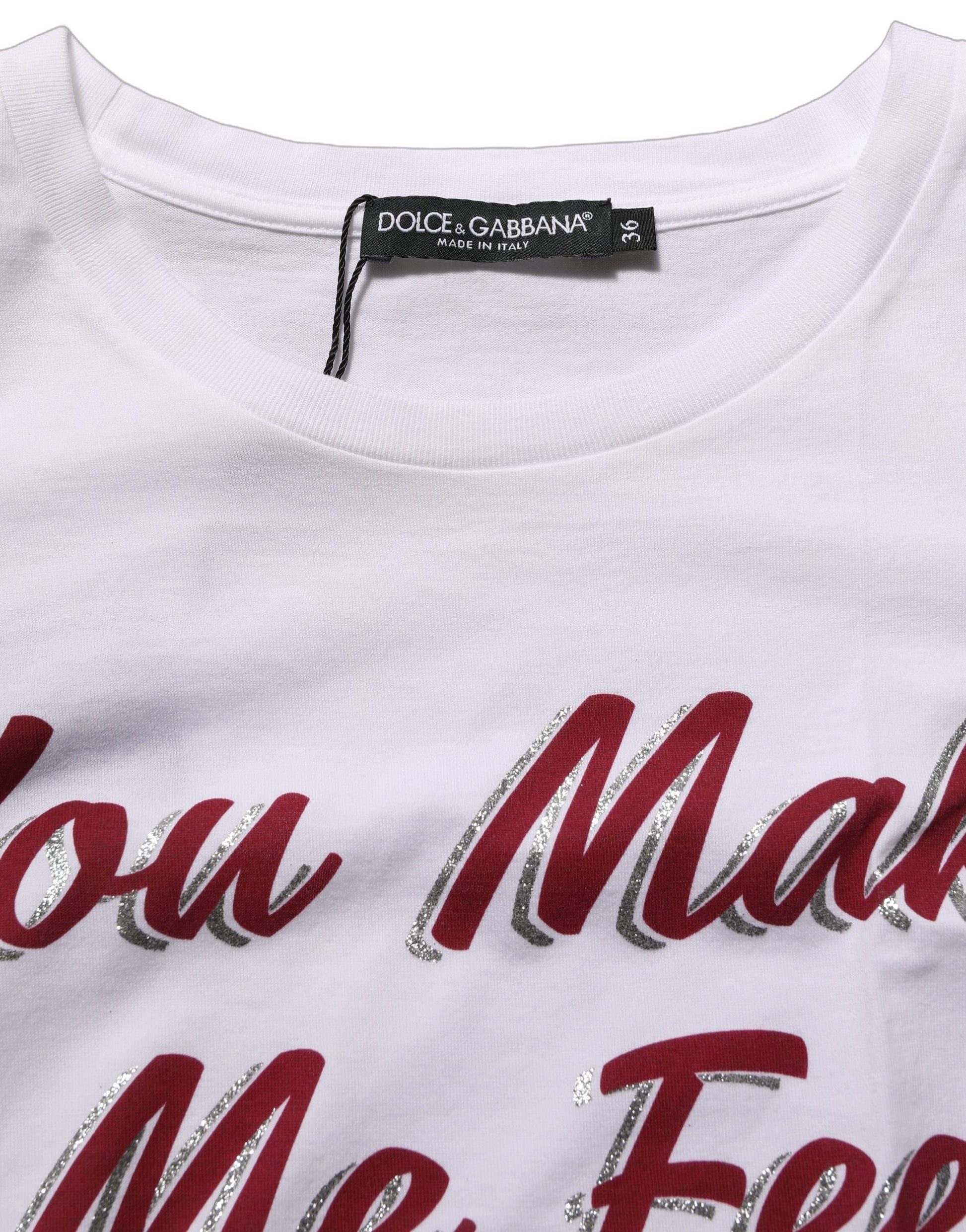 White Graphic Print Cotton Crew Neck T-shirt