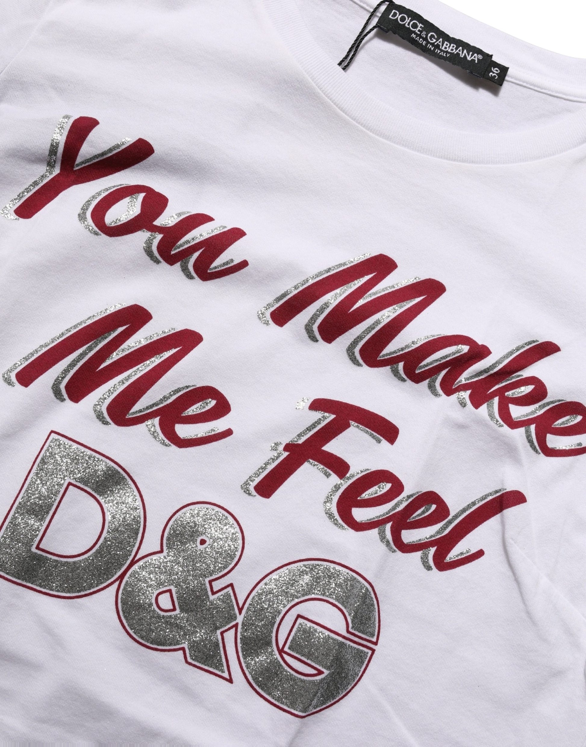 White Graphic Print Cotton Crew Neck T-shirt