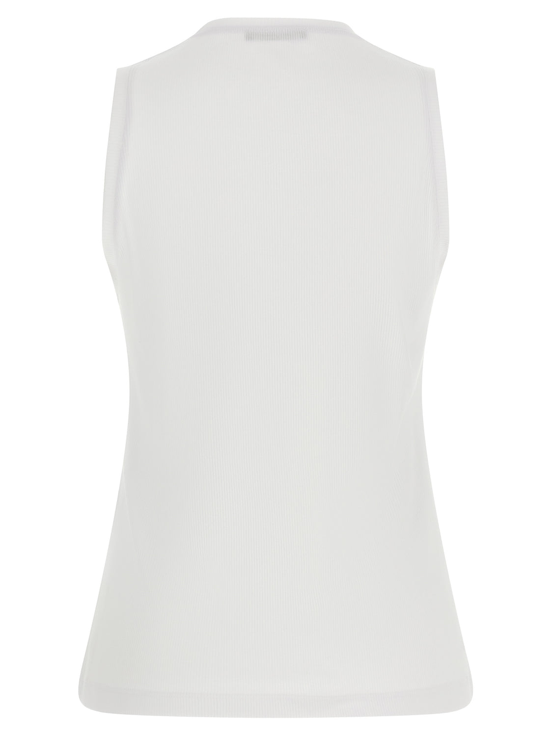 White Cotton Sleeveles T-Shirt
