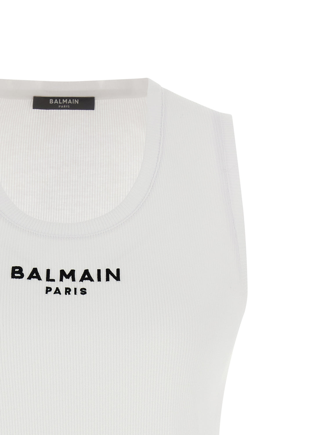 White Cotton Sleeveles T-Shirt