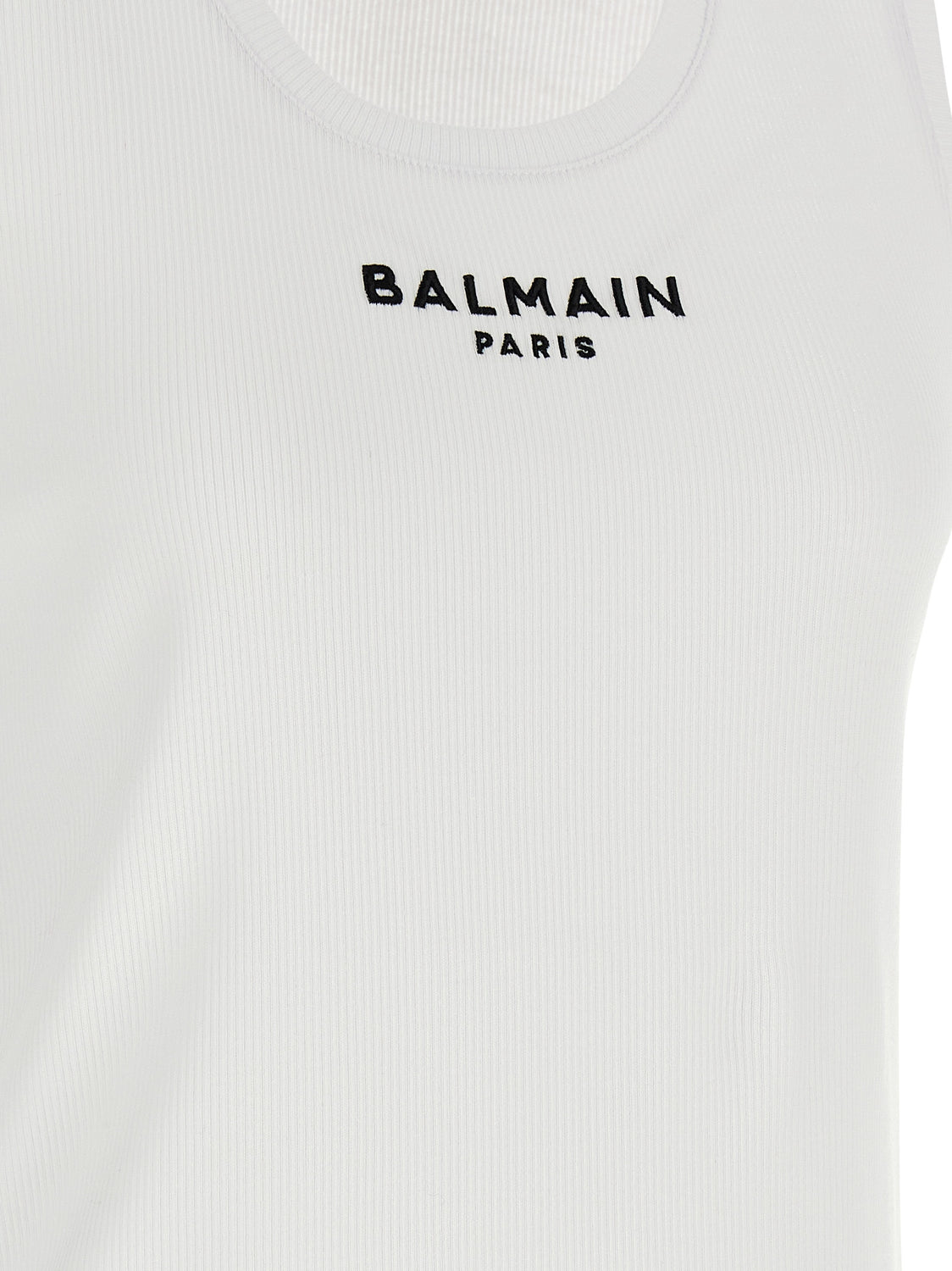 White Cotton Sleeveles T-Shirt