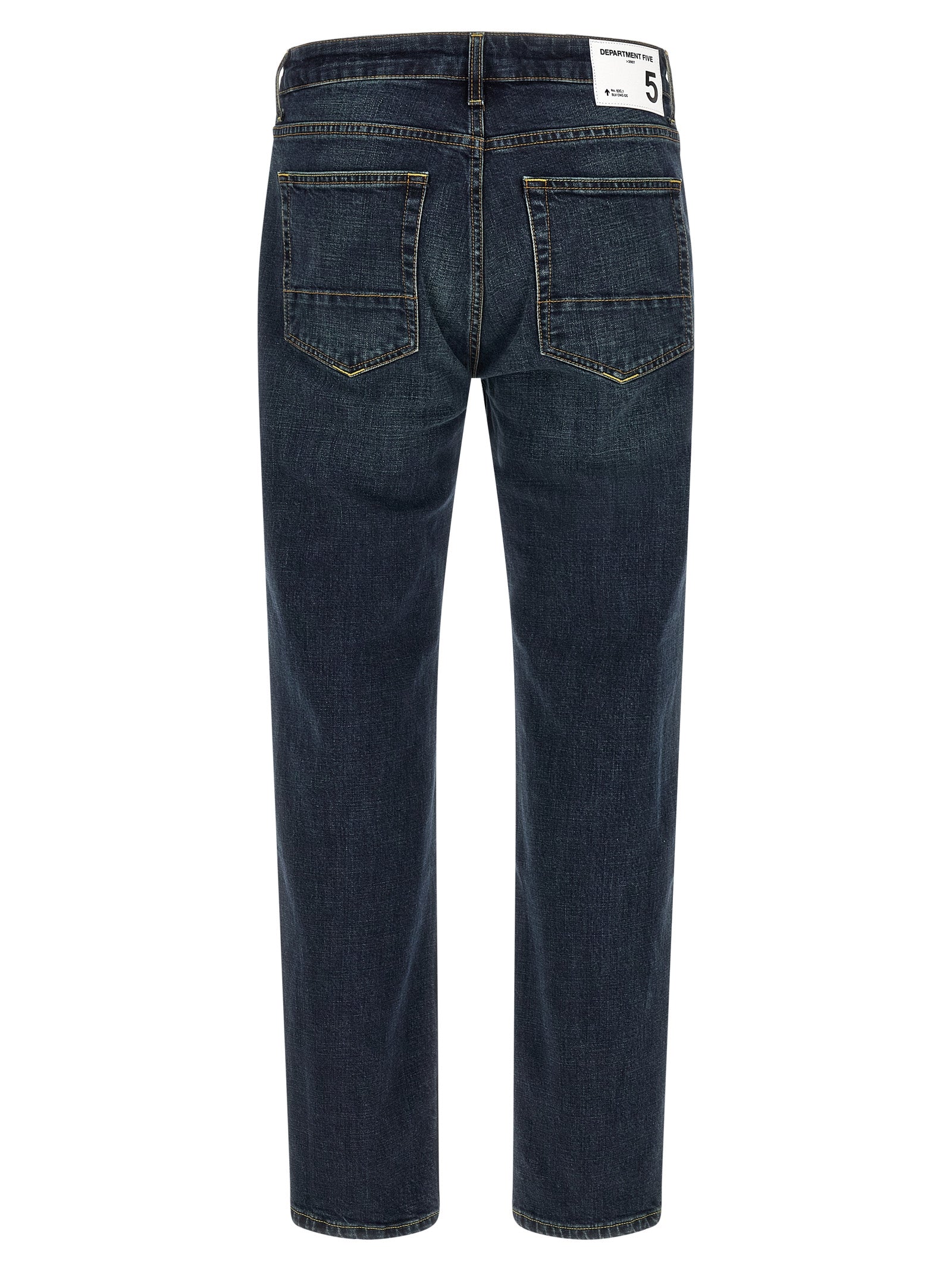 Blue Cotton Straight-Leg Jeans
