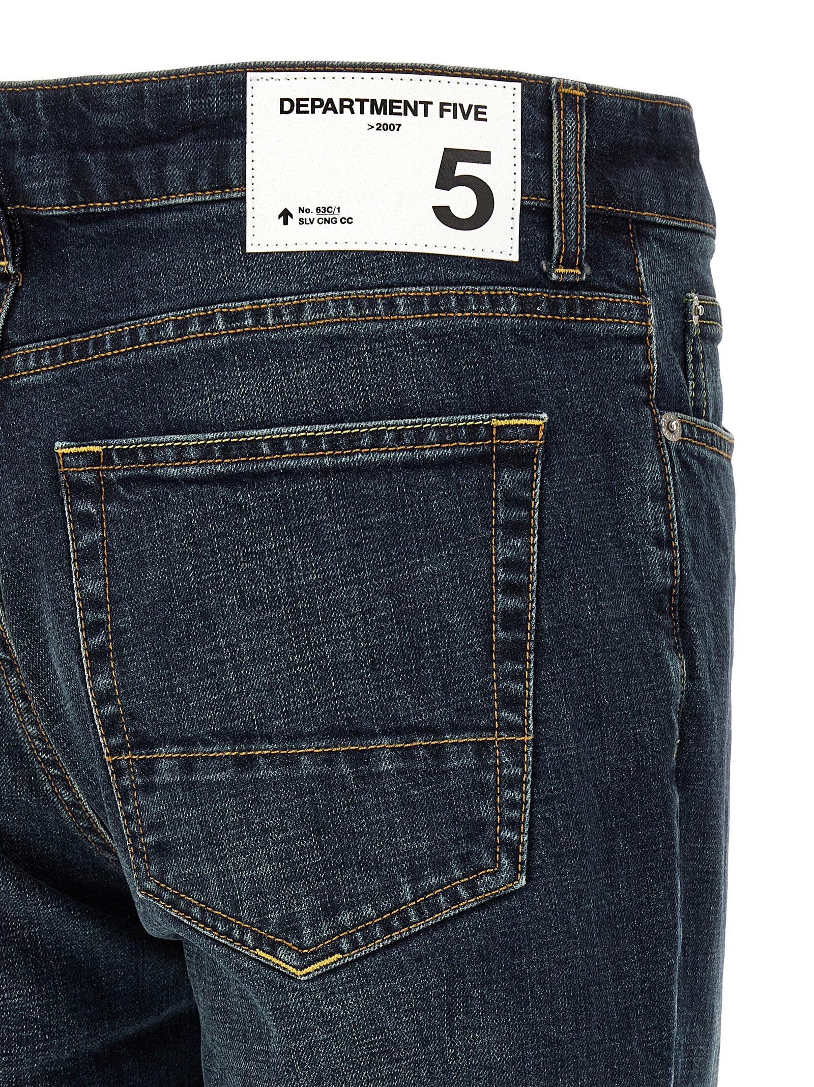 Blue Cotton Straight-Leg Jeans
