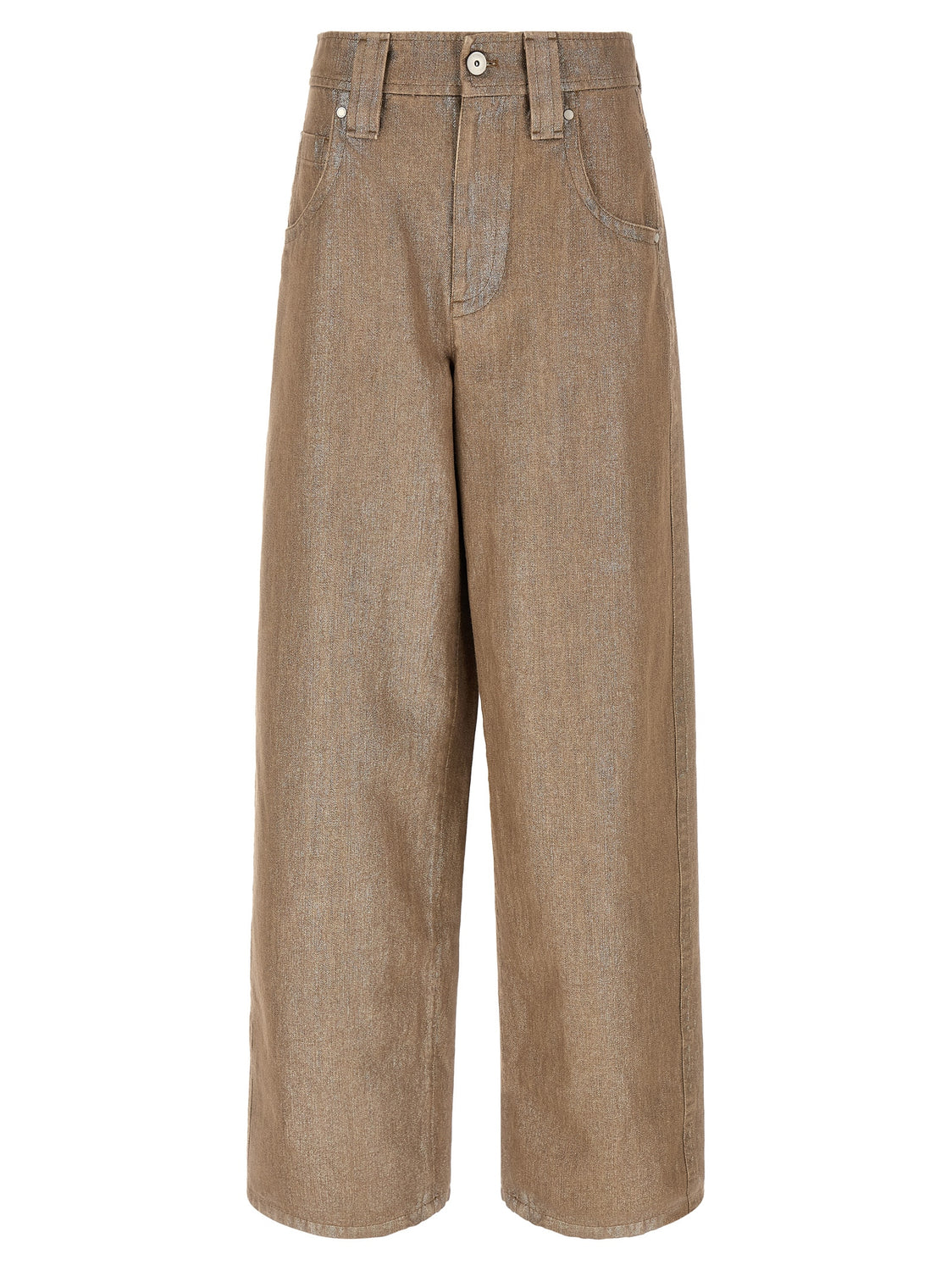 Beige Cotton Relaxed Fit Jeans
