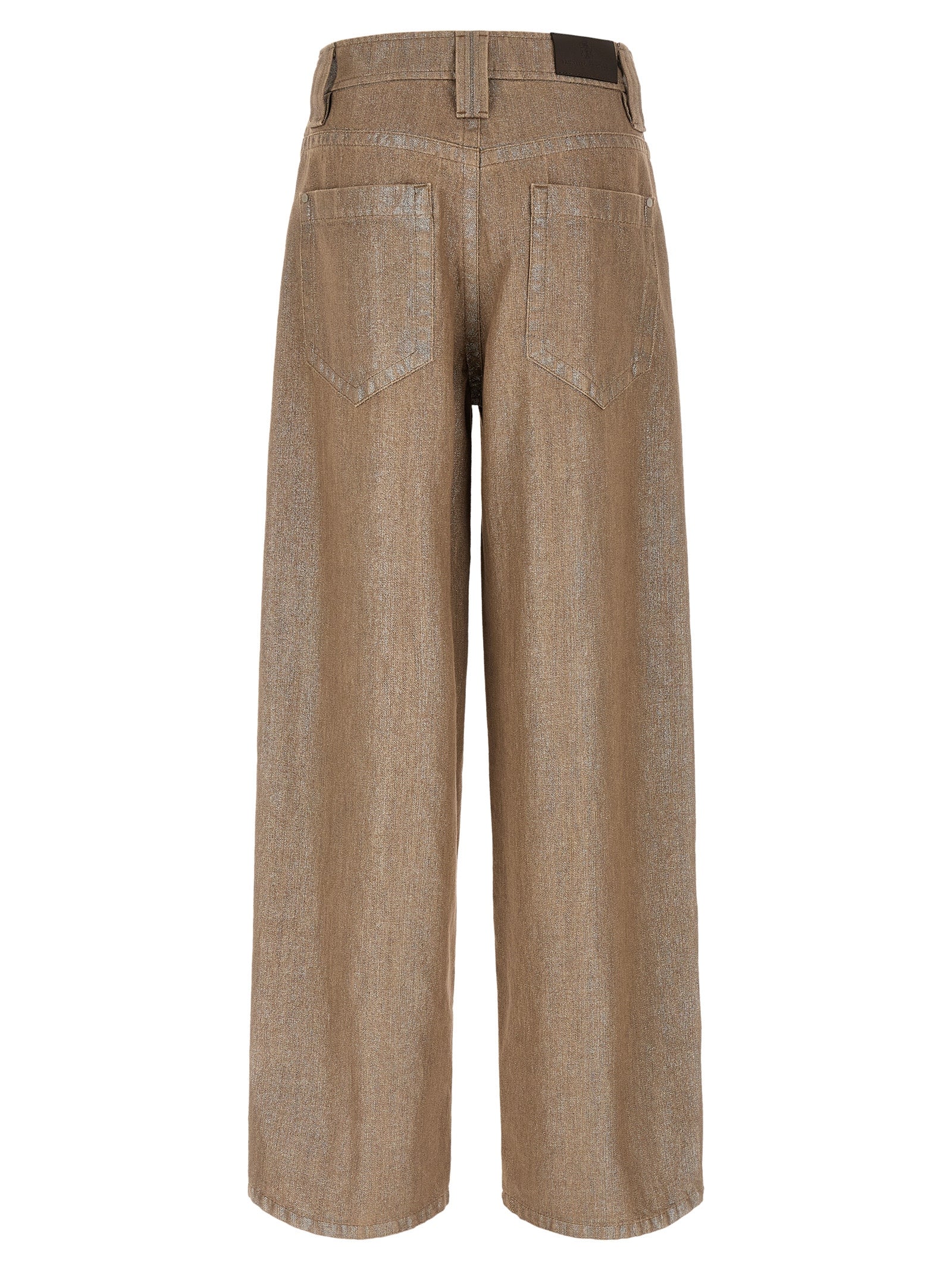 Beige Cotton Relaxed Fit Jeans