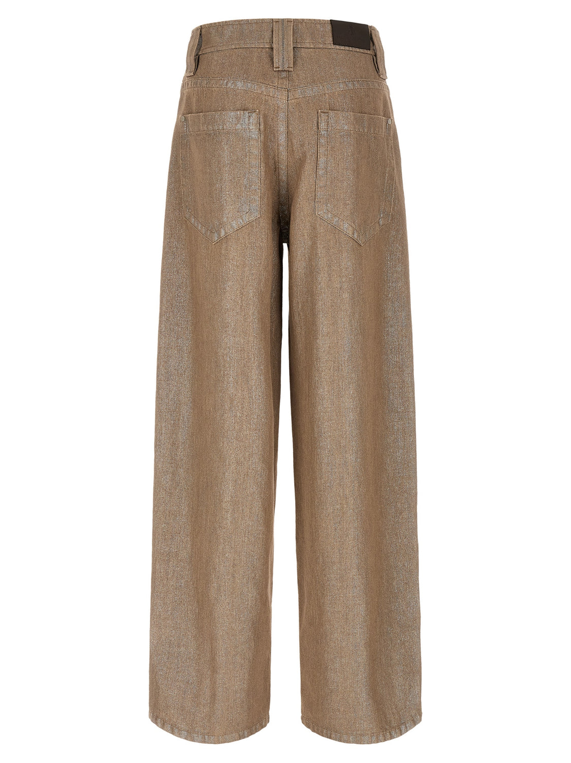 Beige Cotton Relaxed Fit Jeans