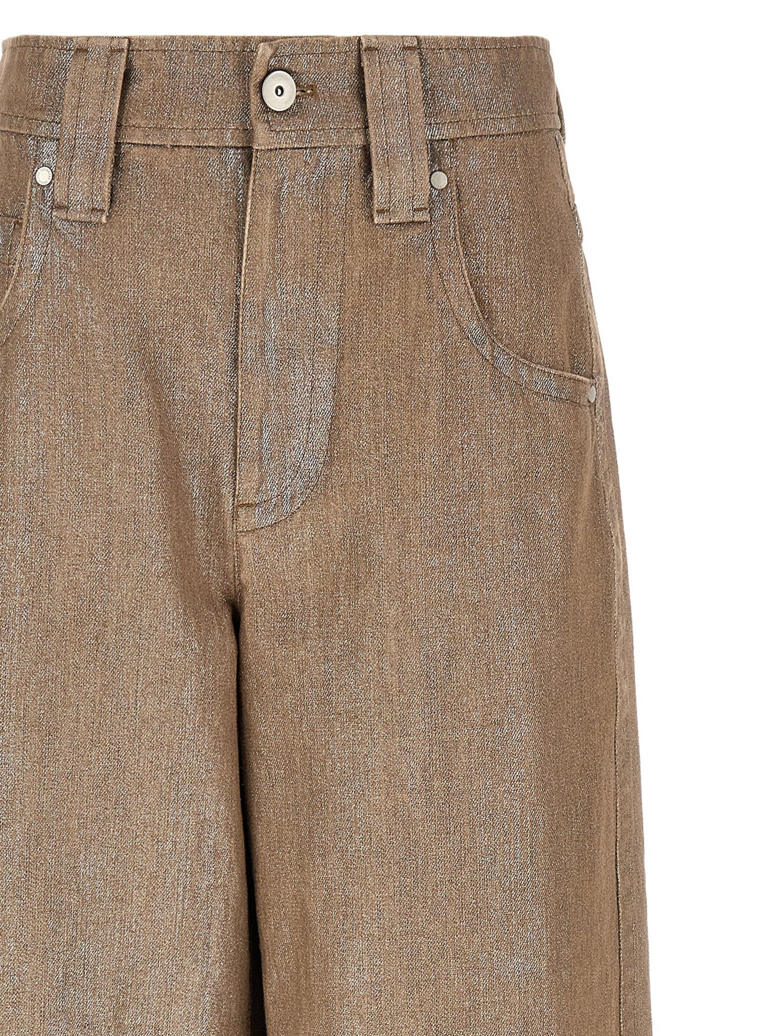 Beige Cotton Relaxed Fit Jeans