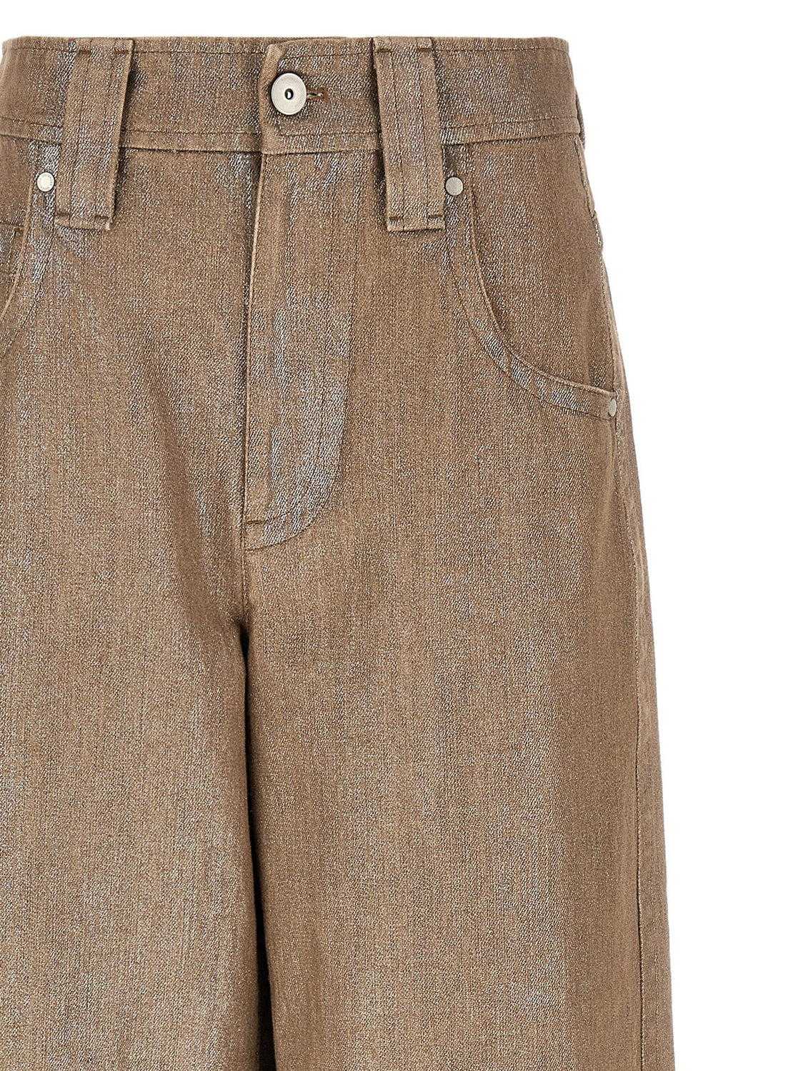 Beige Cotton Relaxed Fit Jeans