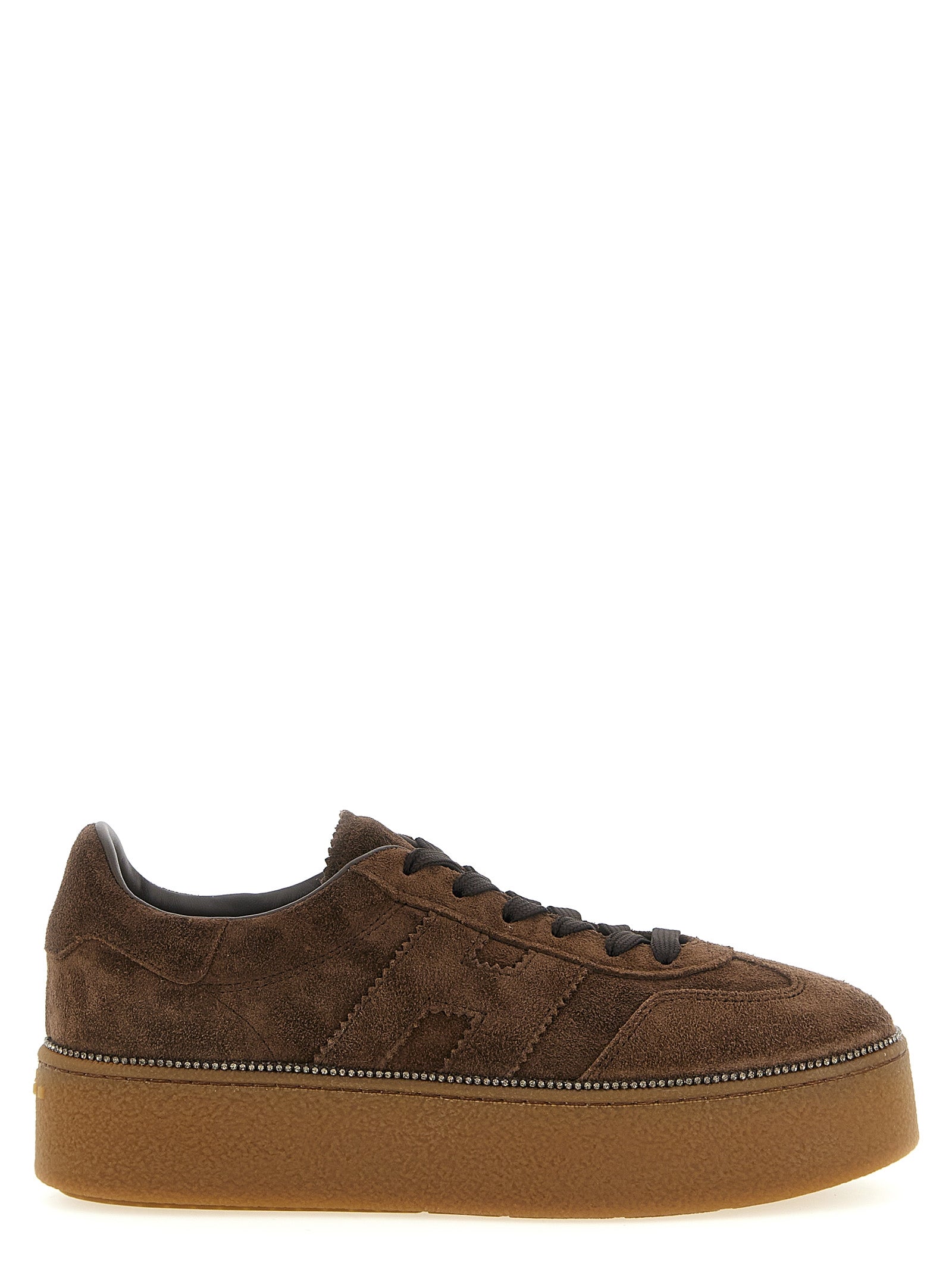 Brown Calfskin Platform Sneakers