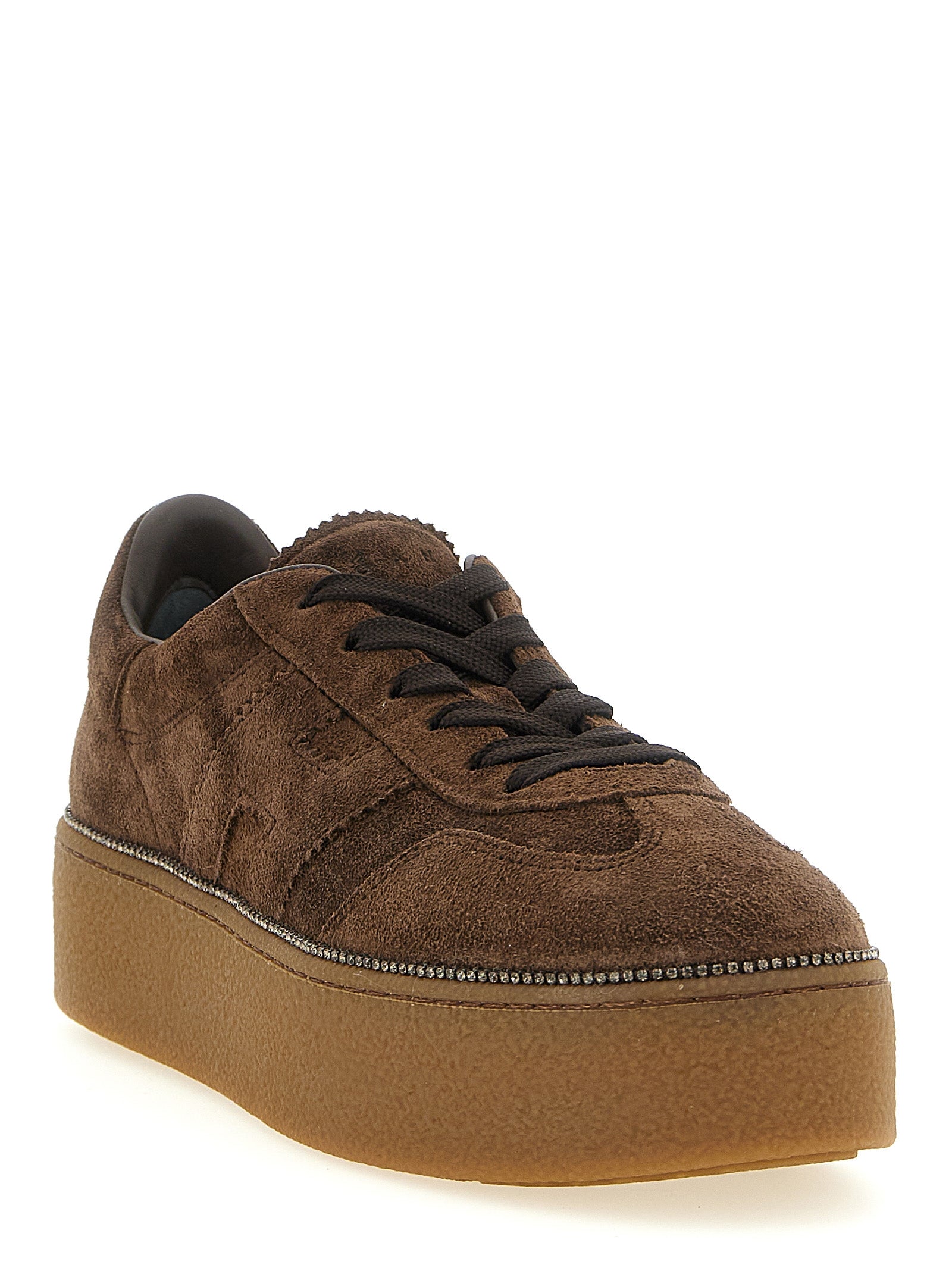 Brown Calfskin Platform Sneakers