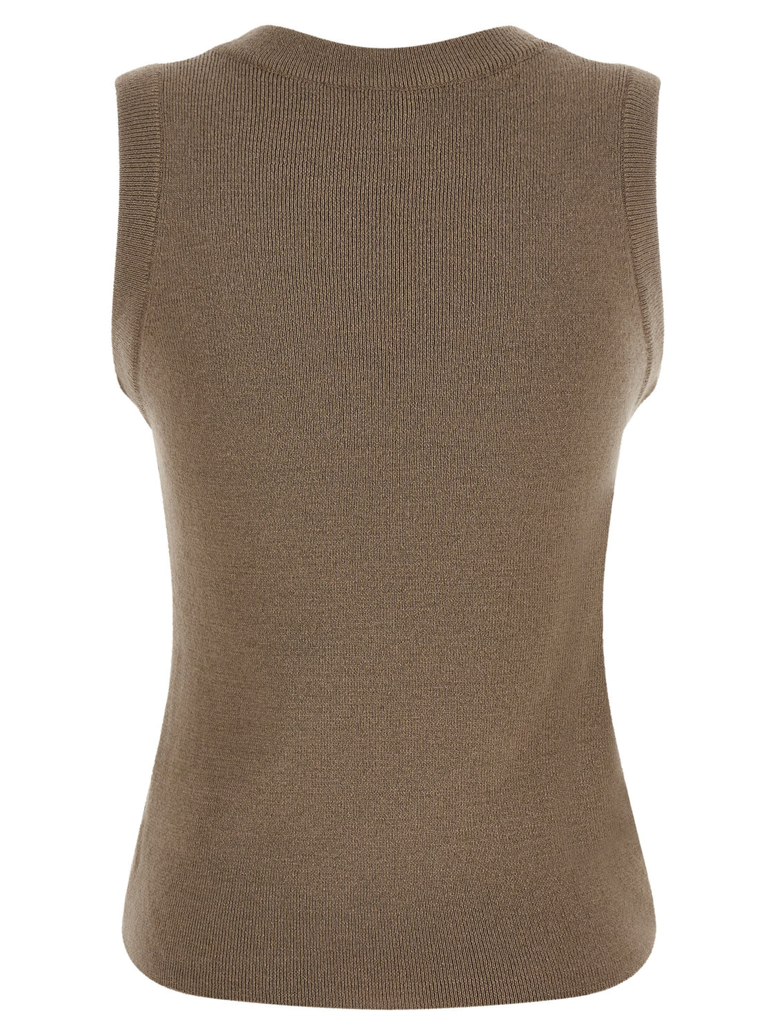 Beige Virgin Wool Sleeveles T-Shirt