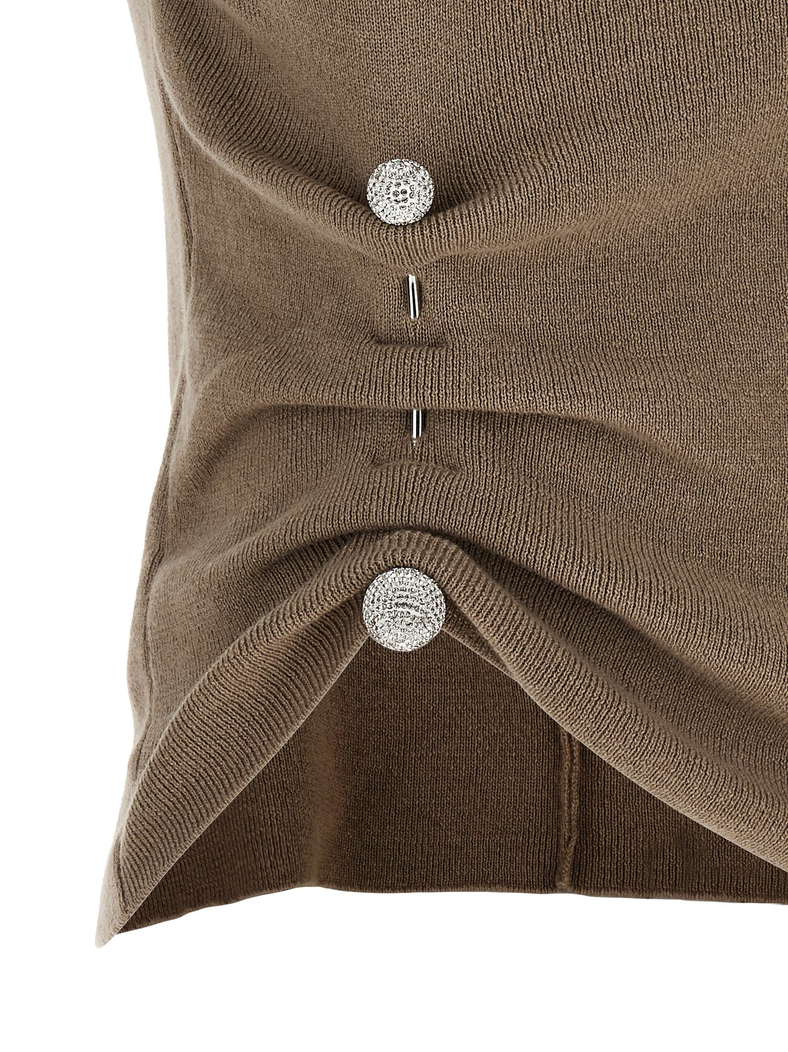 Beige Virgin Wool Sleeveles T-Shirt