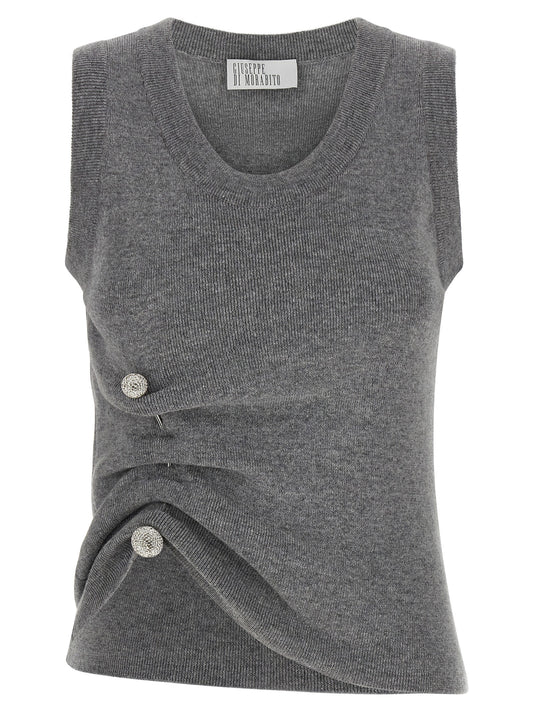 Gray Virgin Wool Sleeveles Sweater