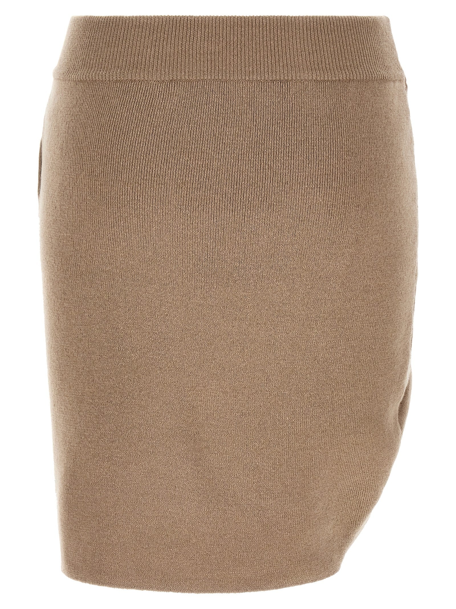 Beige Virgin Wool Long Skirt