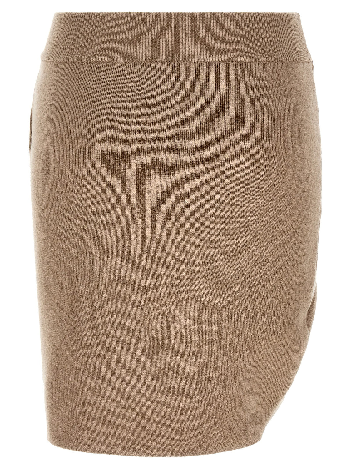 Beige Virgin Wool Long Skirt