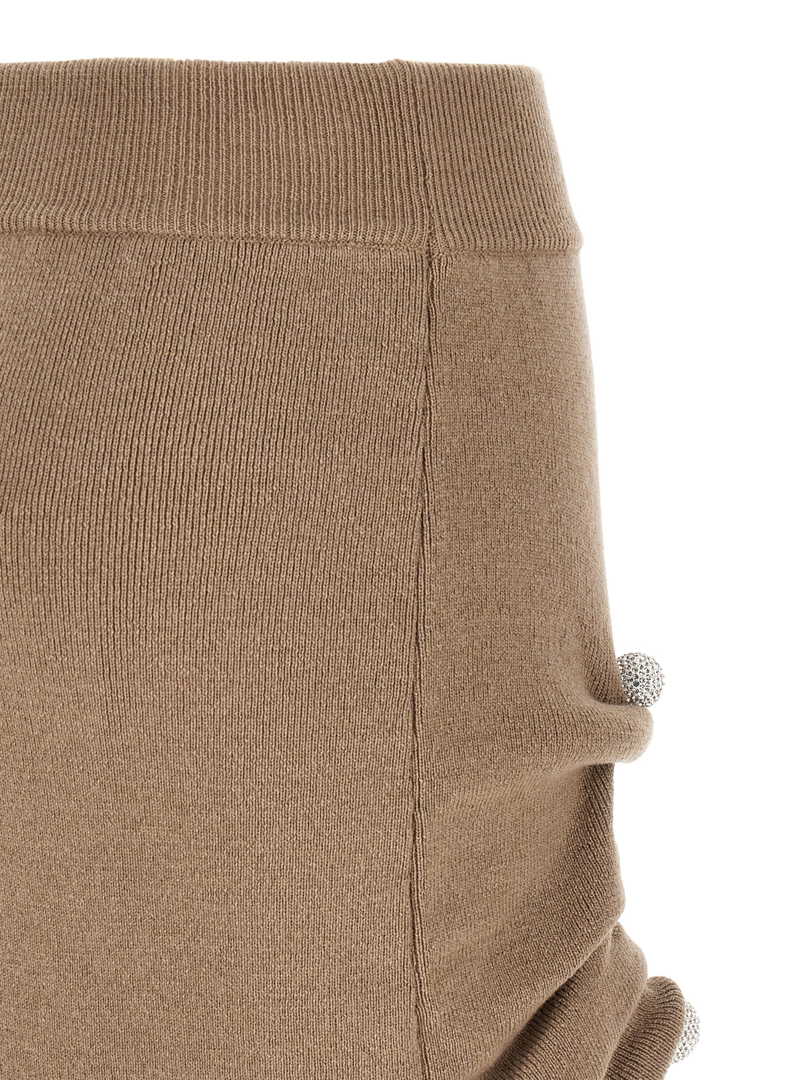 Beige Virgin Wool Long Skirt