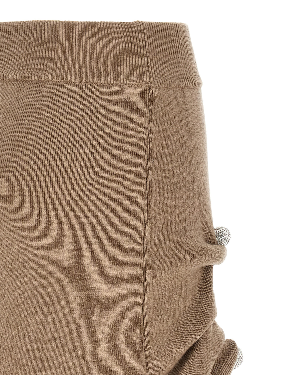 Beige Virgin Wool Long Skirt