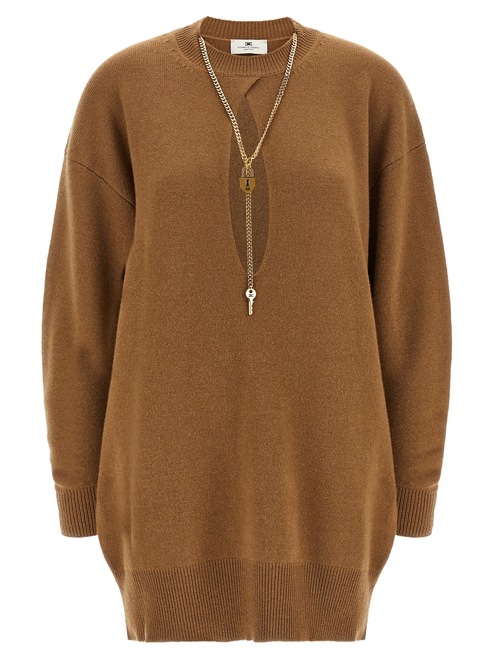 Brown Wool Short Dress