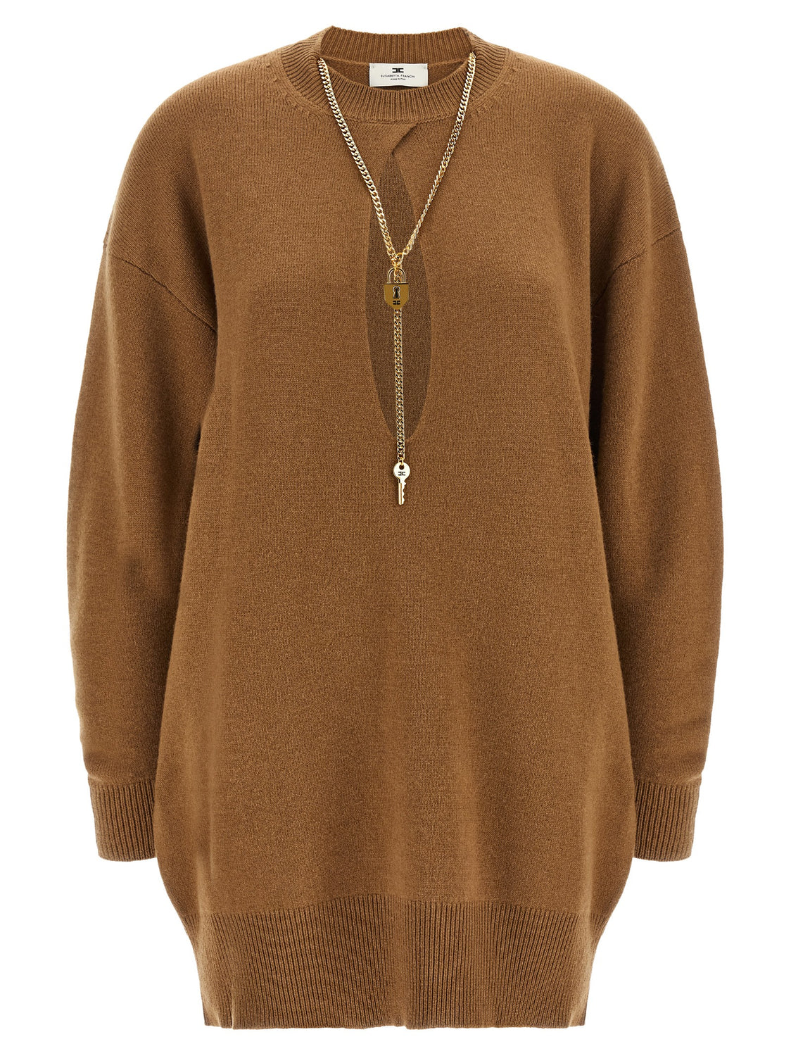 Brown Wool Short Dress
