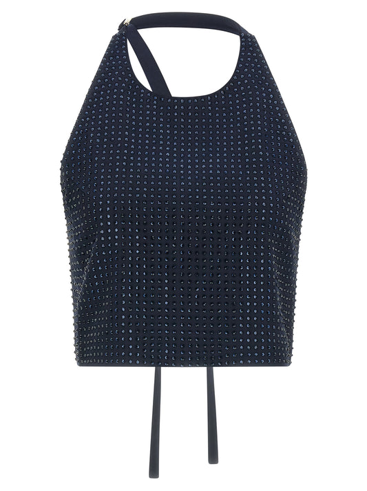 Blue Polyester Tank Tops