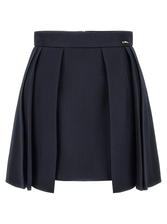 Blue Virgin Wool Long Skirt