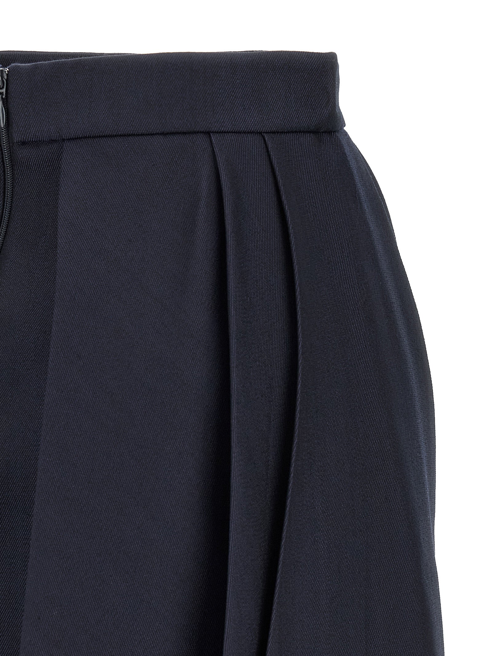 Blue Virgin Wool Long Skirt