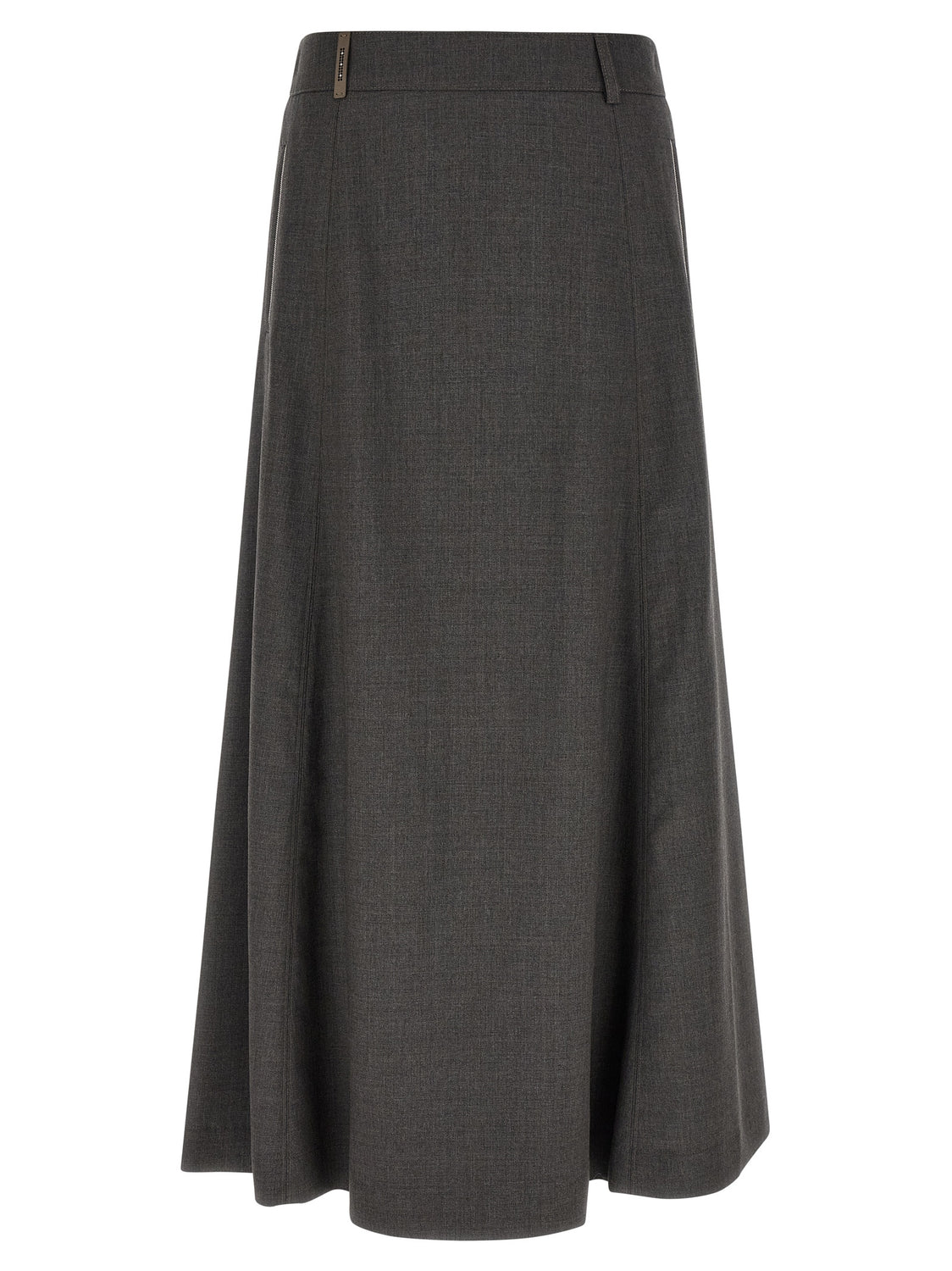 Gray Virgin Wool Midi Skirt