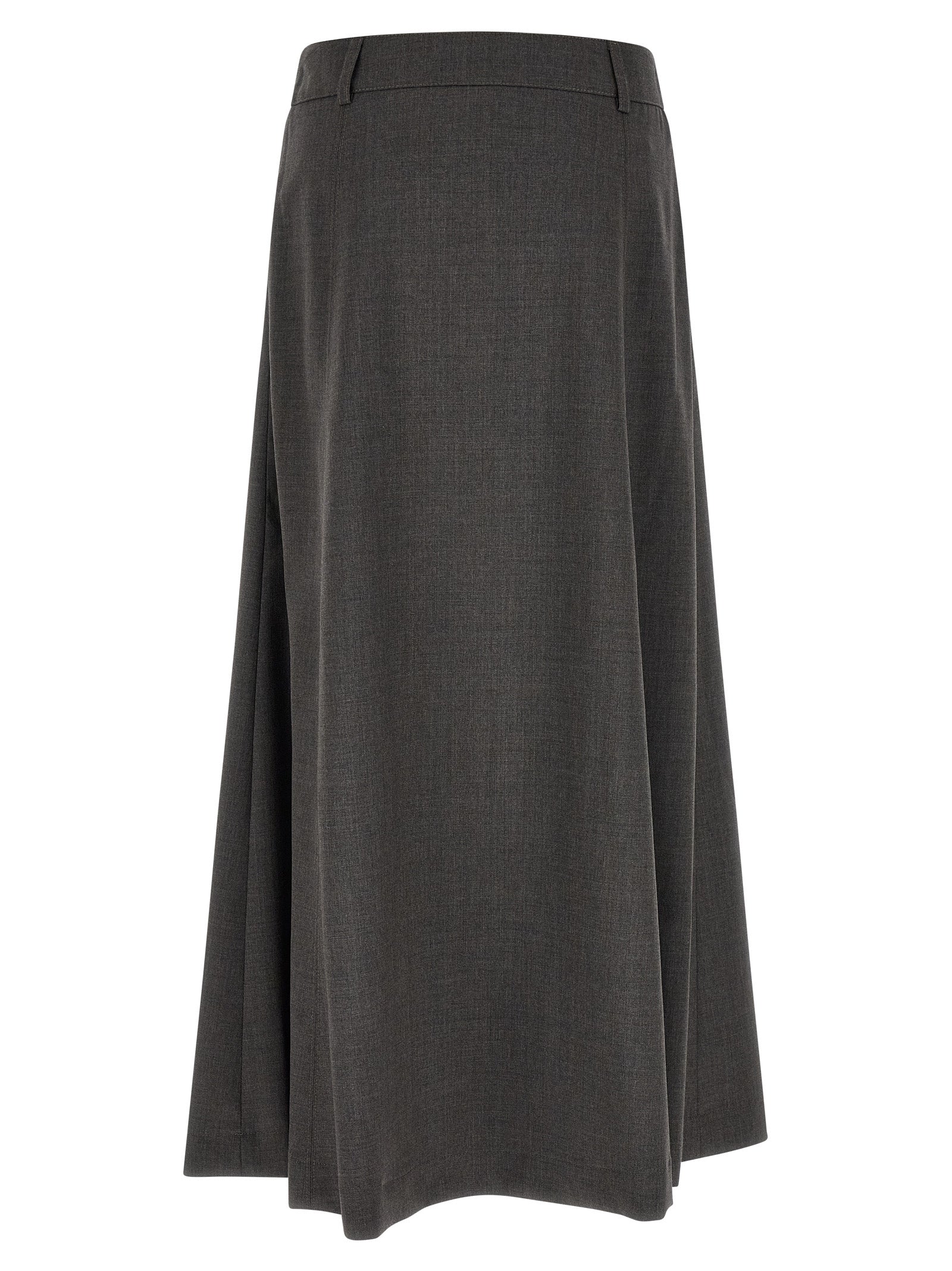 Gray Virgin Wool Midi Skirt