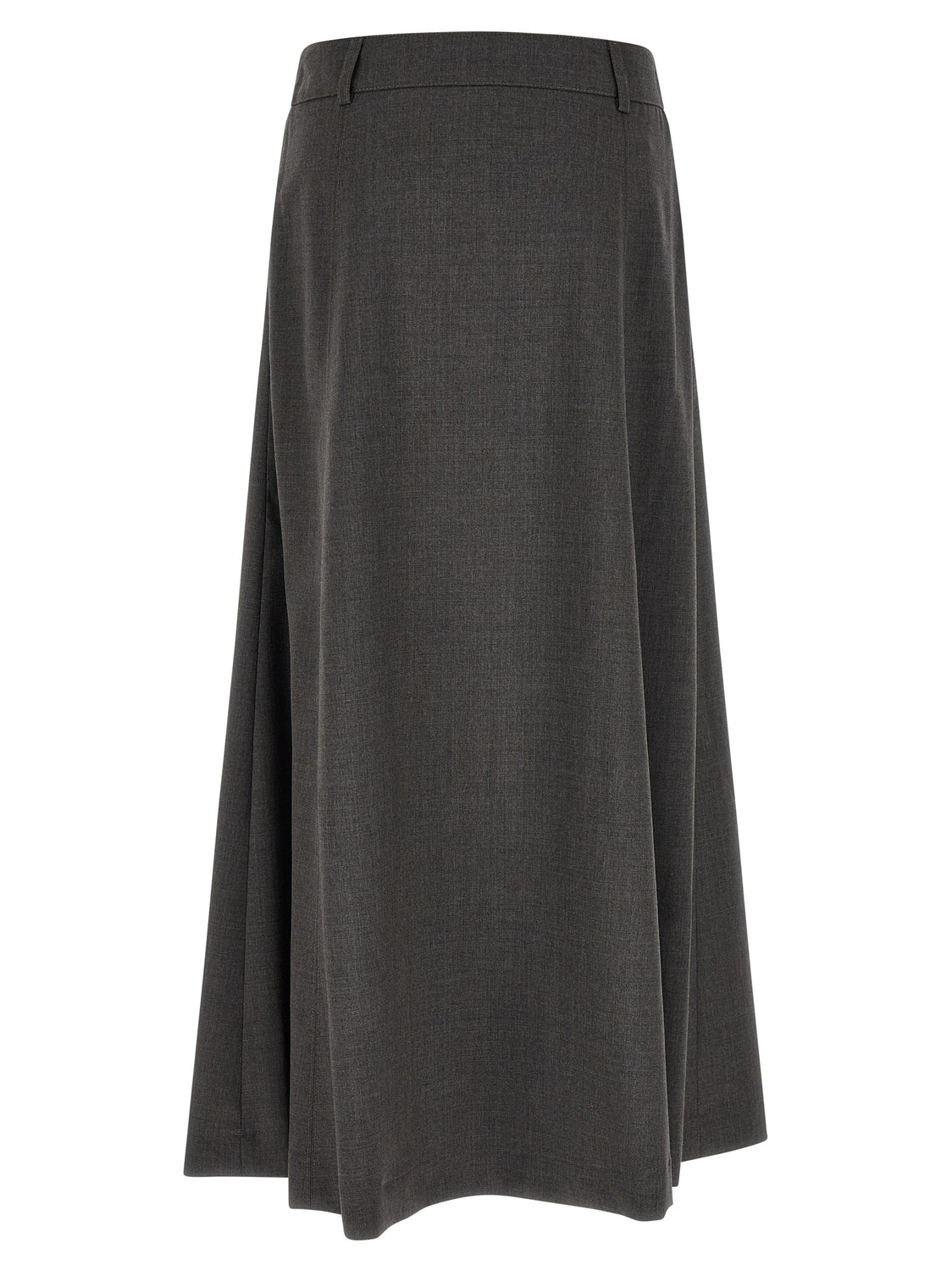 Gray Virgin Wool Midi Skirt