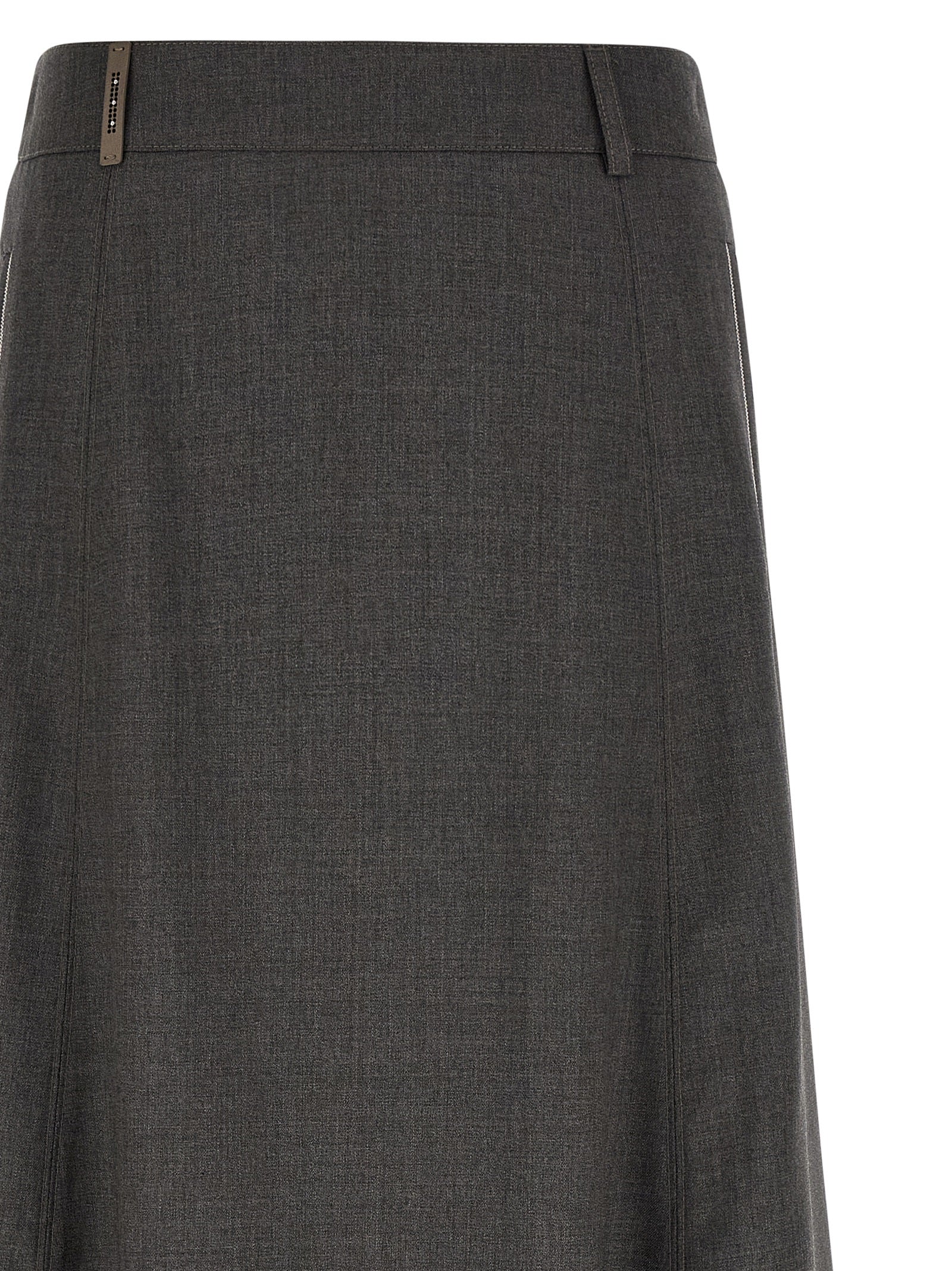Gray Virgin Wool Midi Skirt