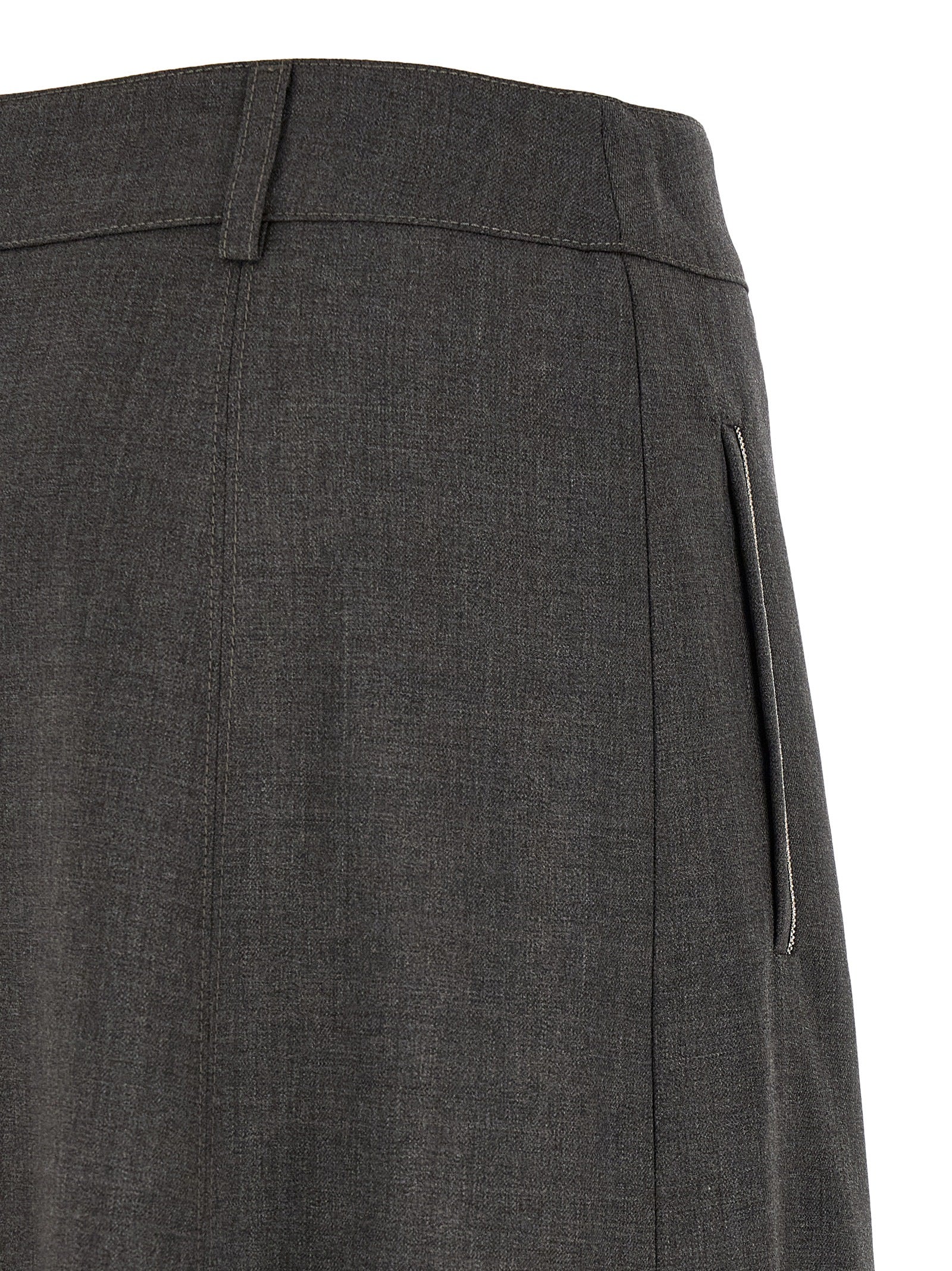 Gray Virgin Wool Midi Skirt