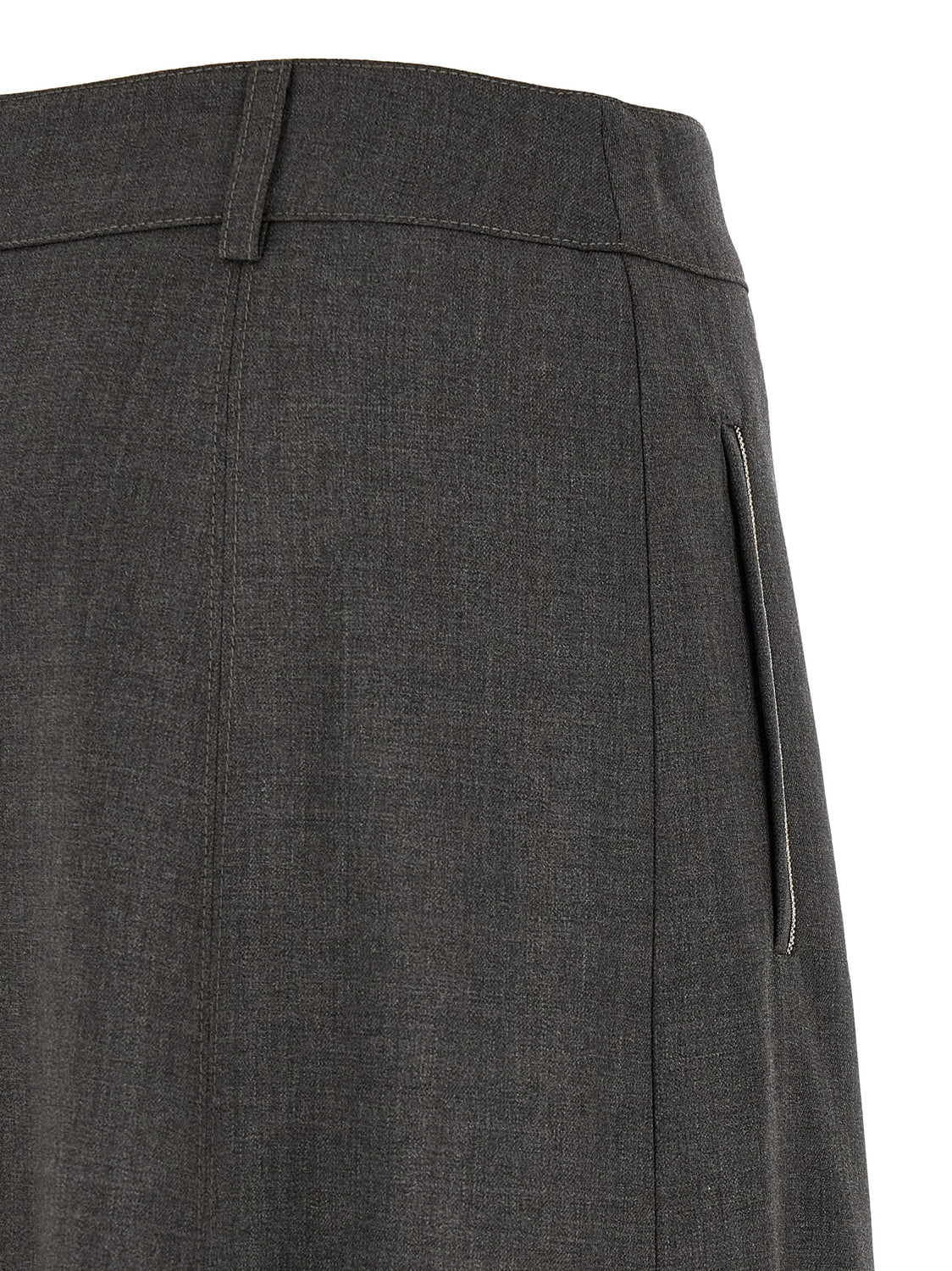 Gray Virgin Wool Midi Skirt