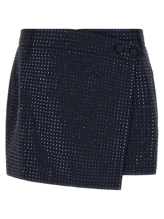 Blue Polyester Long Skirt