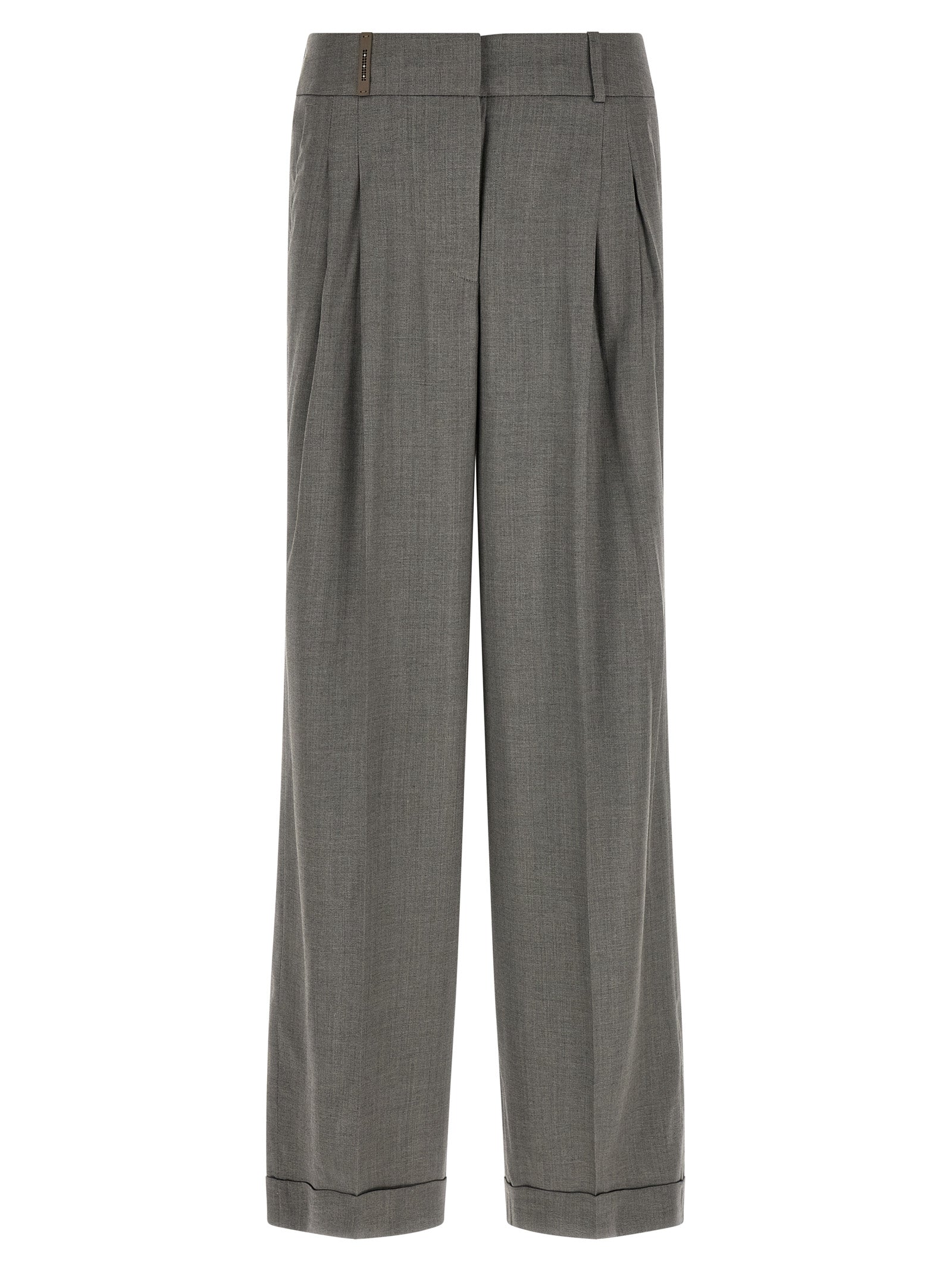 Gray Virgin Wool Casual Pants