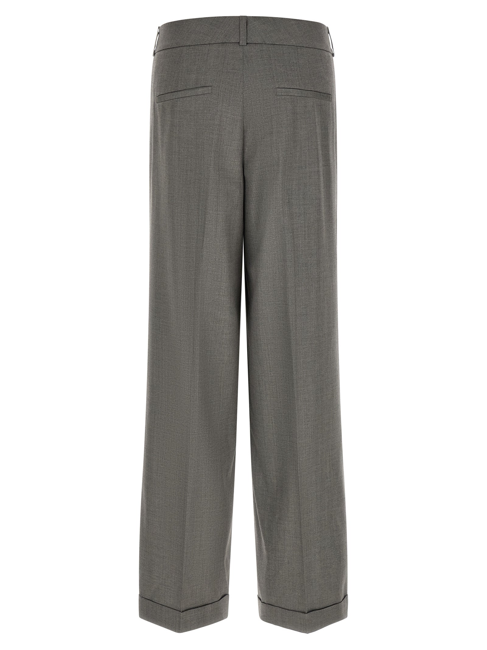 Gray Virgin Wool Casual Pants