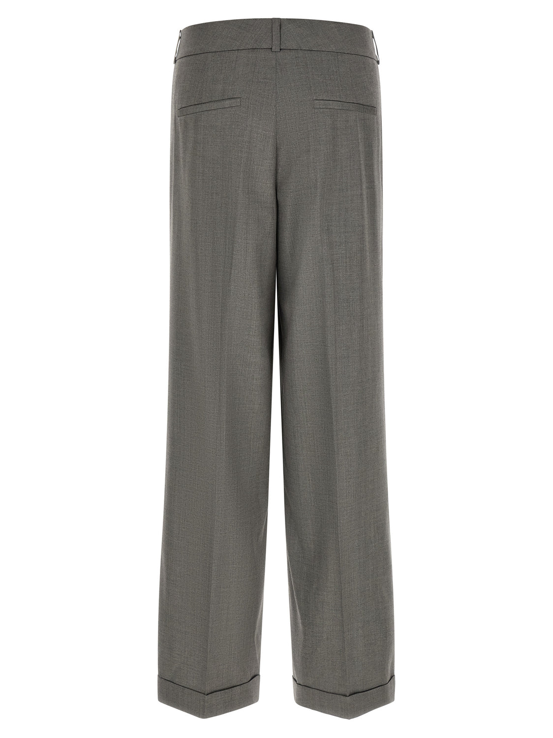 Gray Virgin Wool Casual Pants
