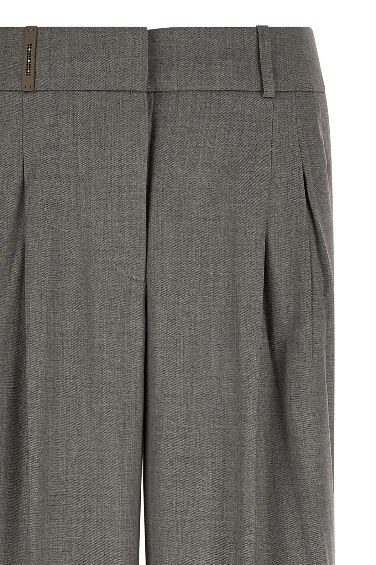 Gray Virgin Wool Casual Pants
