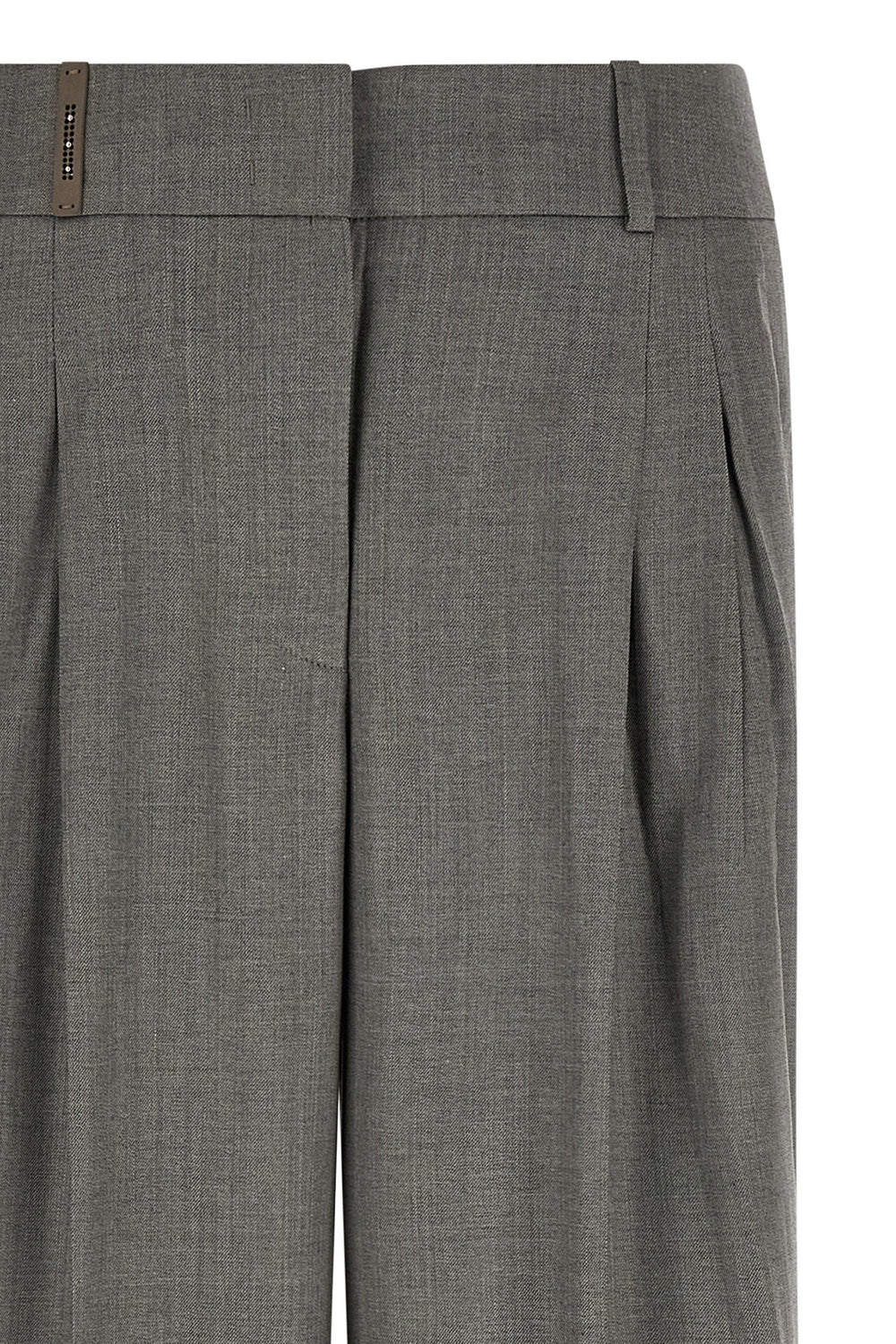 Gray Virgin Wool Casual Pants