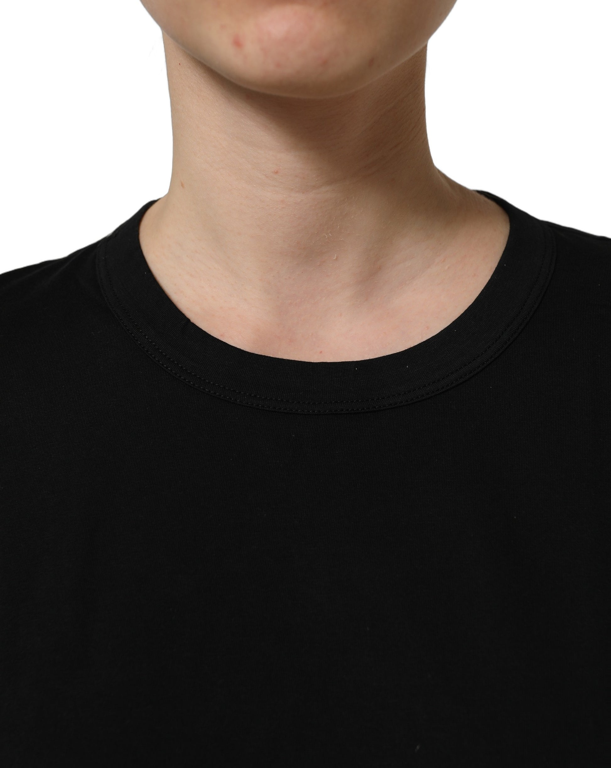 Black Cotton Crew Neck Short Sleeves T-shirt