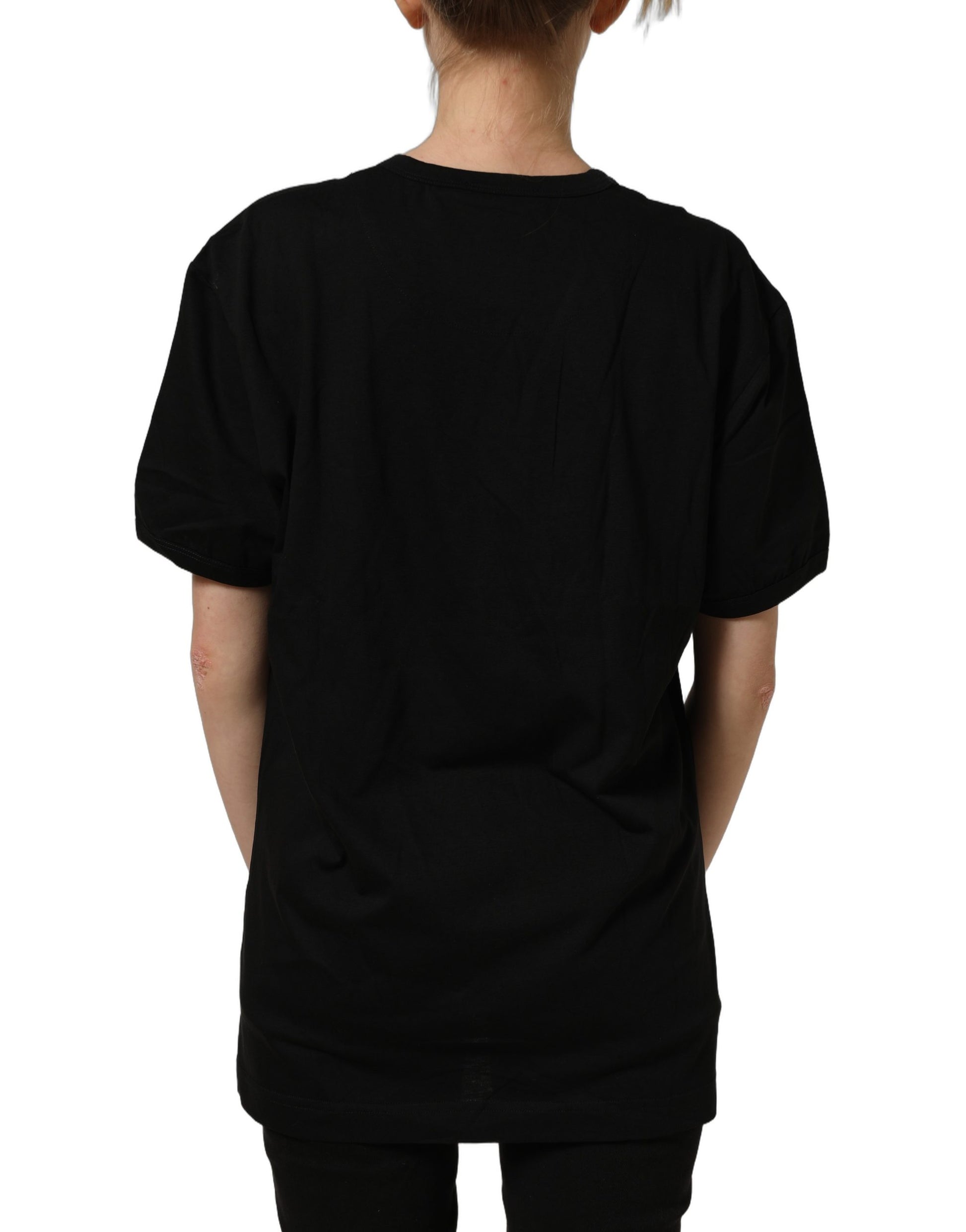 Black Cotton Crew Neck Short Sleeve T-shirt