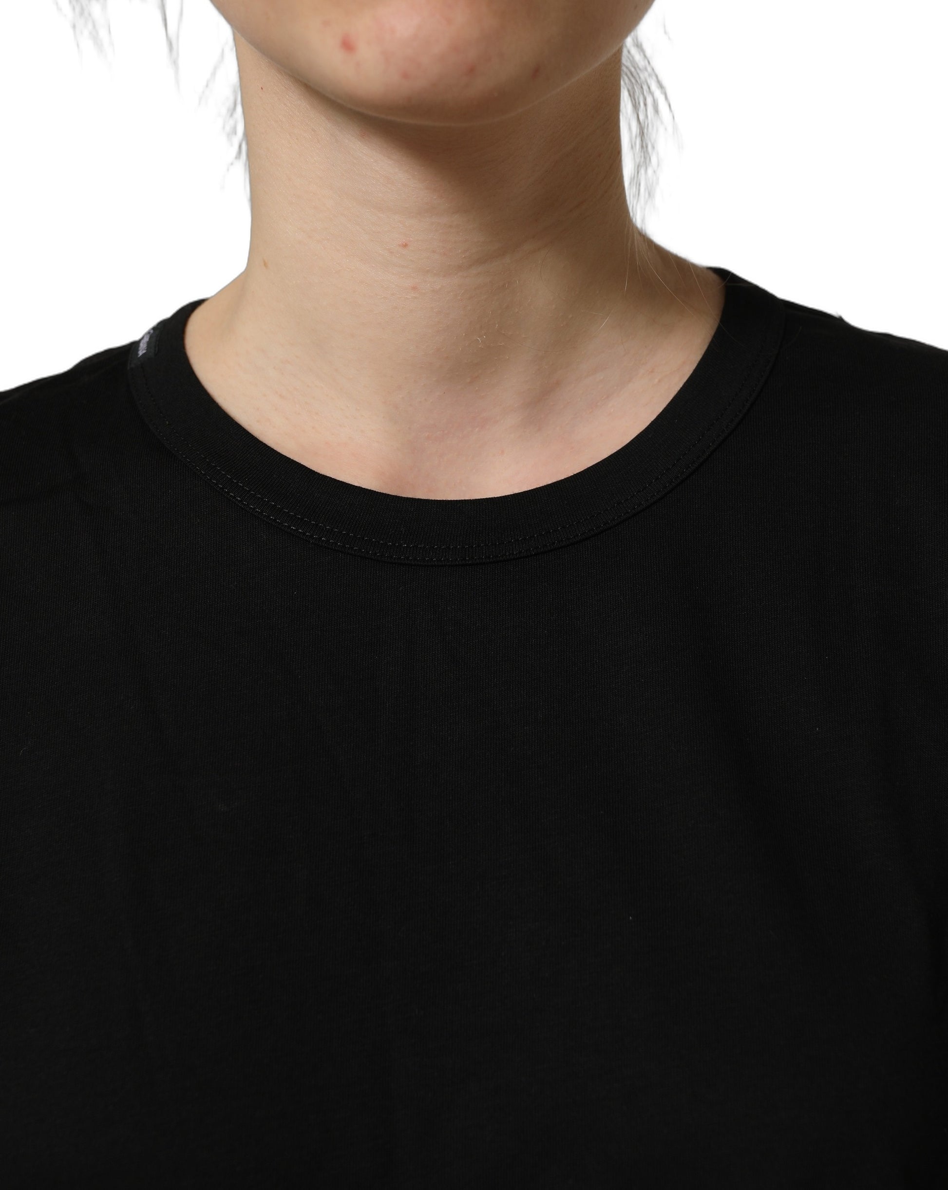 Black Cotton Crew Neck Short Sleeve T-shirt