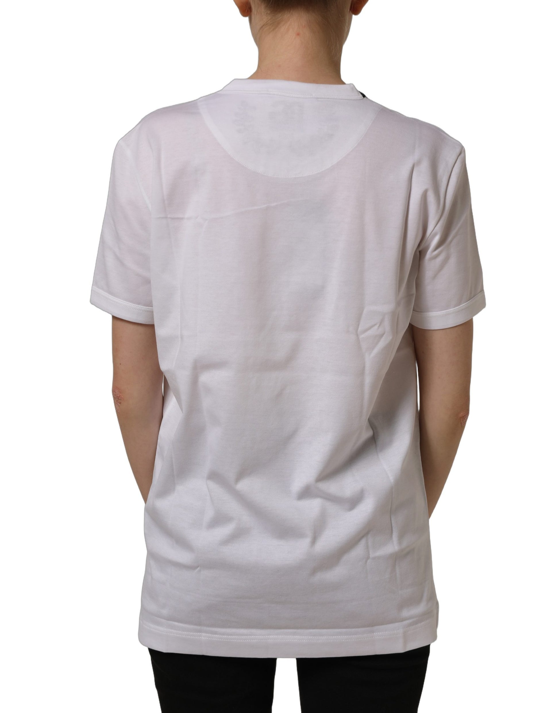 White Cotton Crew Neck Short Sleeves T-shirt
