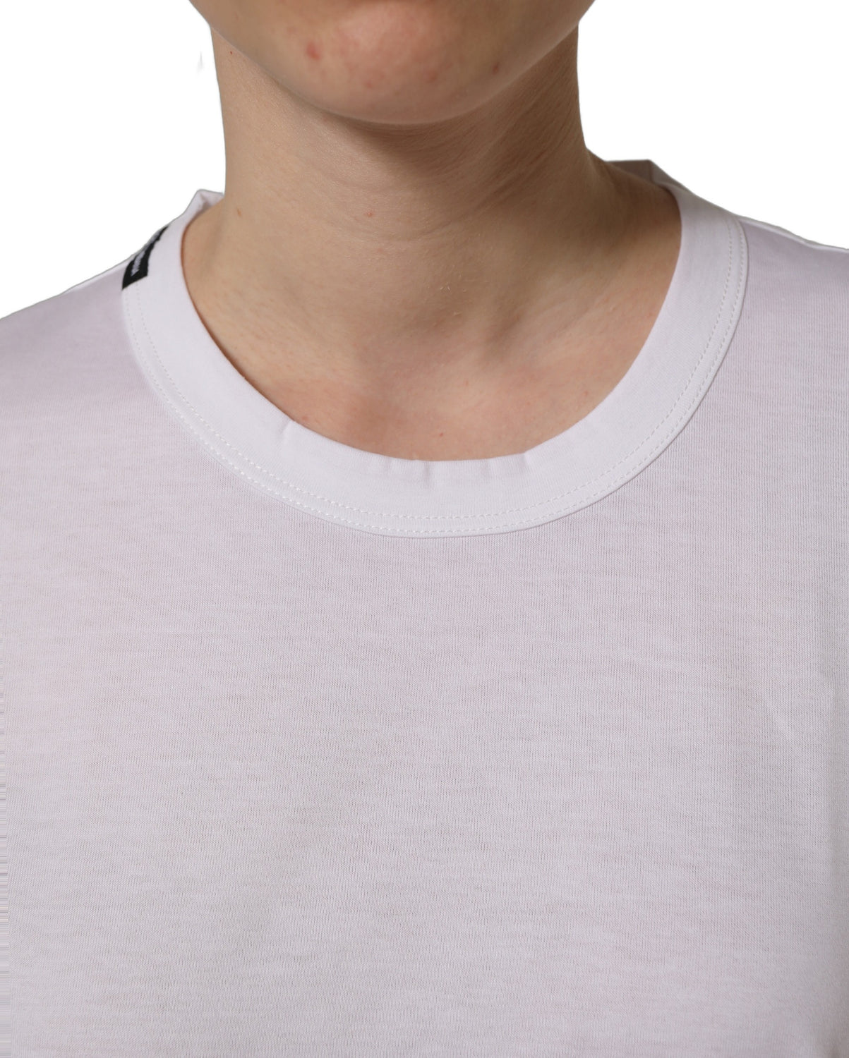 White Cotton Crew Neck Short Sleeves T-shirt