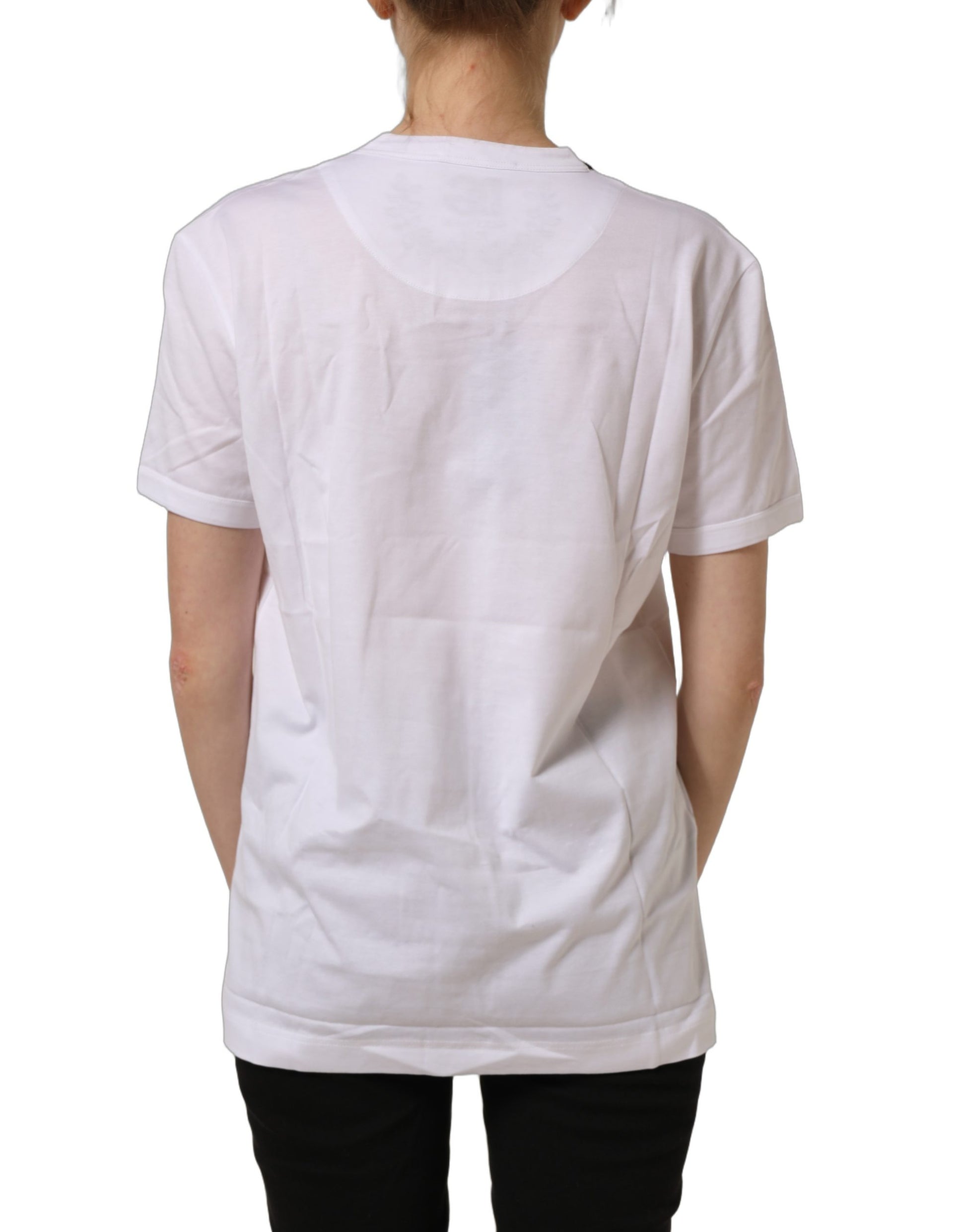 White Cotton Crew Neck Short Sleeves T-shirt