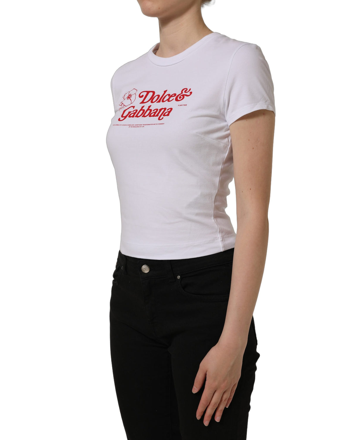 White Floral Logo Print Crew Neck T-shirt